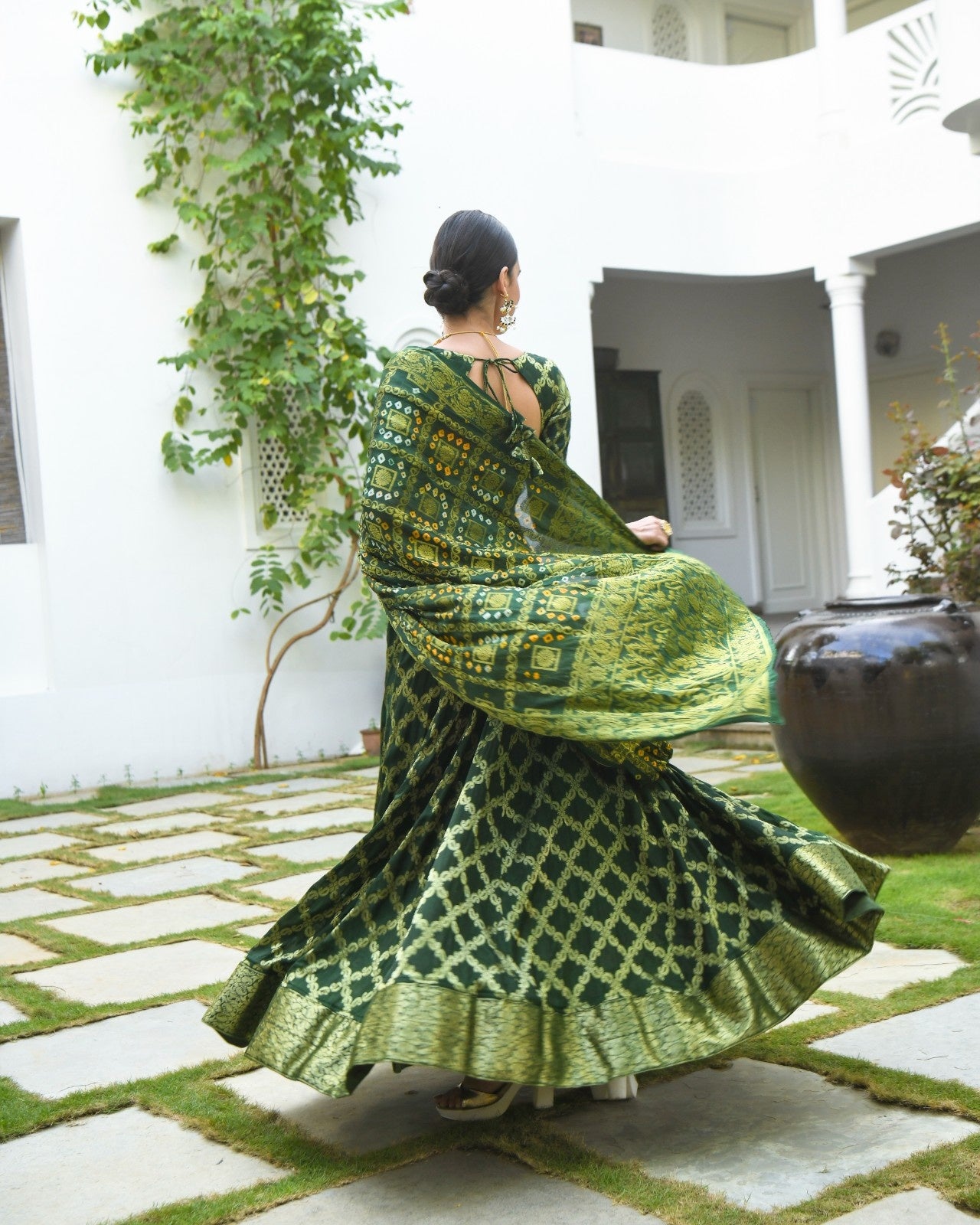 Green Brocade Banarasi Silk Lehenga