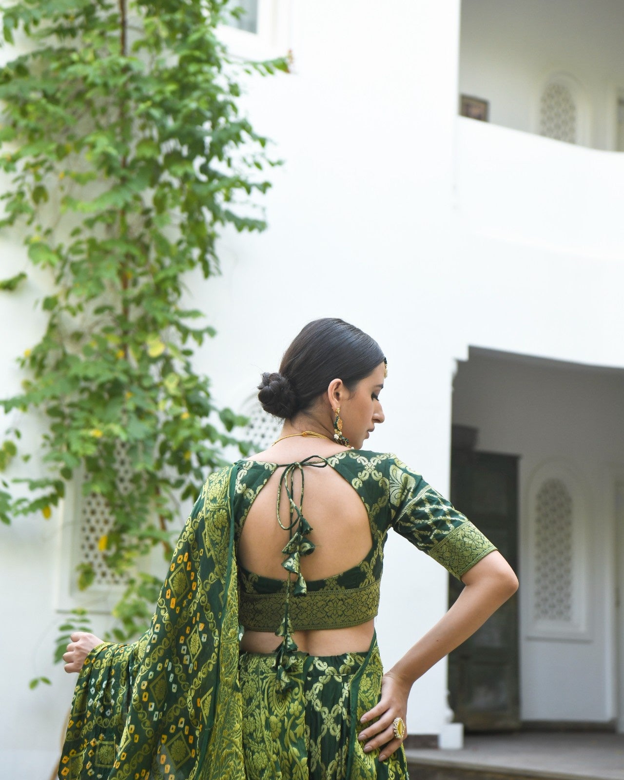 Green Brocade Banarasi Silk Lehenga