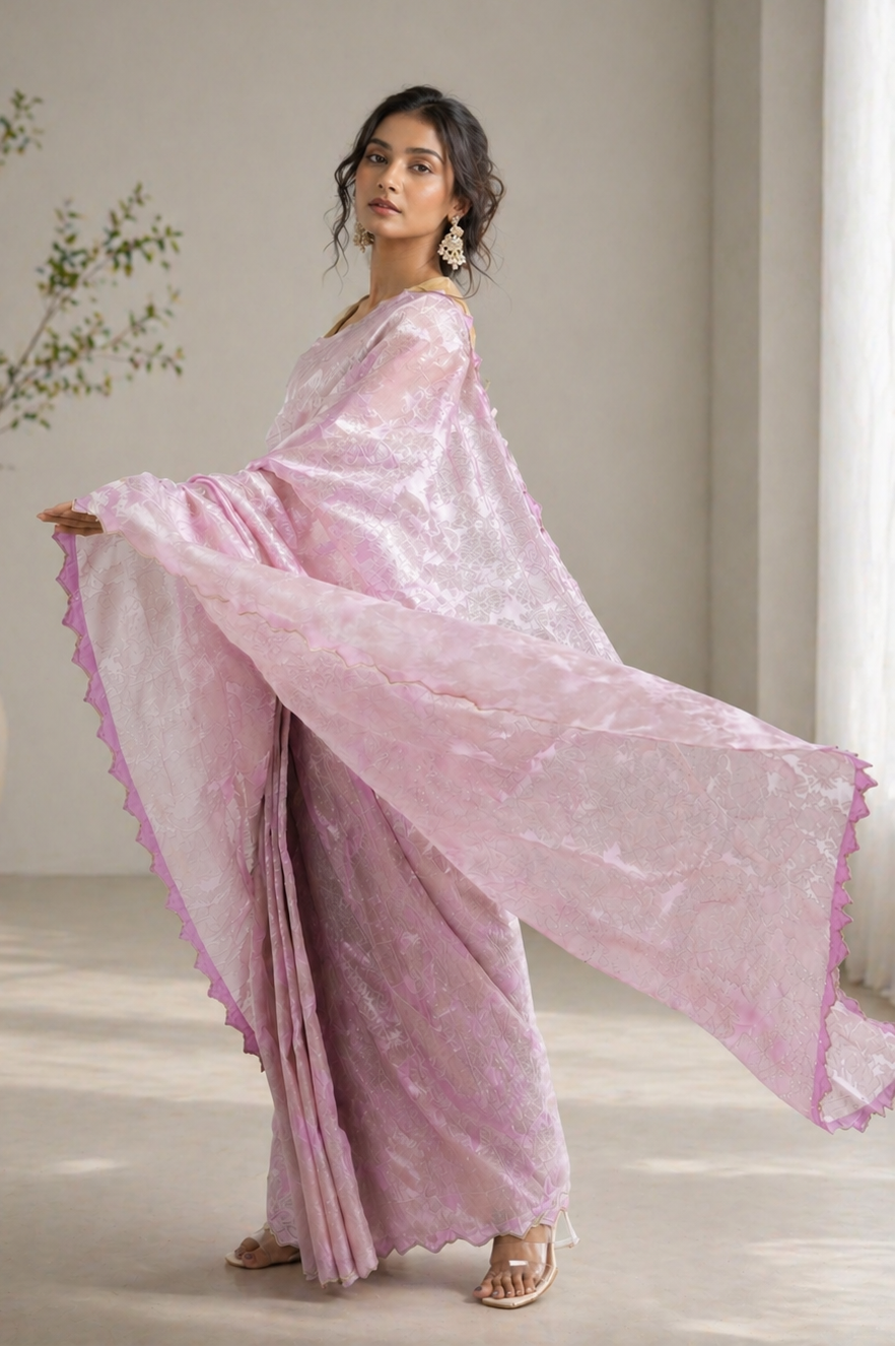 Twill Bloom Lavender Saree