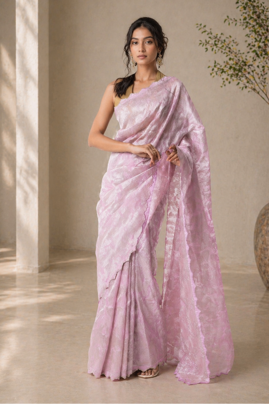 Twill Bloom Lavender Saree