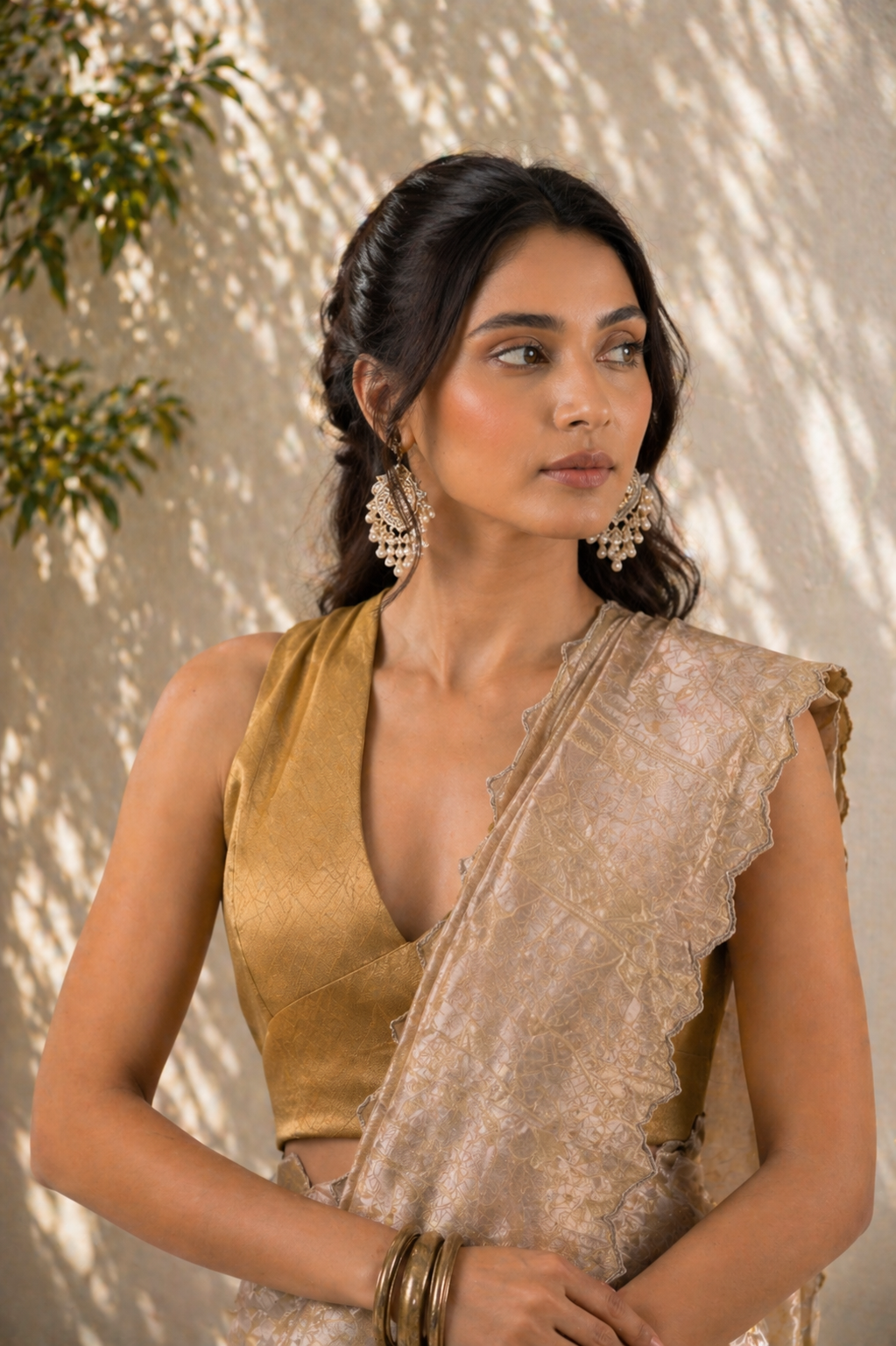 Twill Bloom Sage Mist Saree