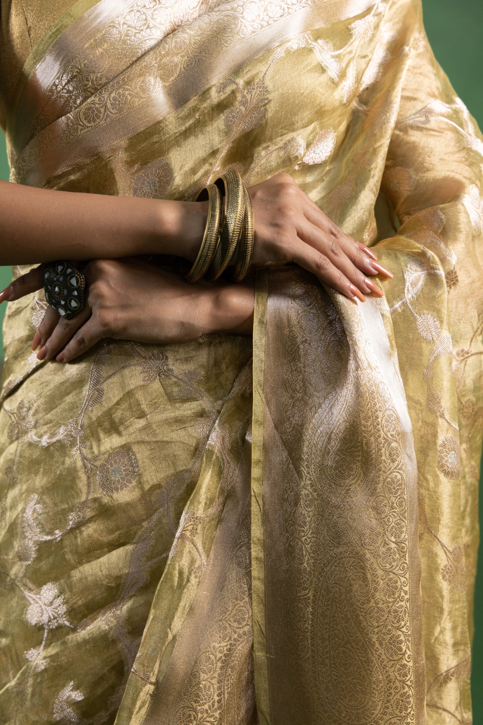 Sage Mist Silk Tissue Saree
