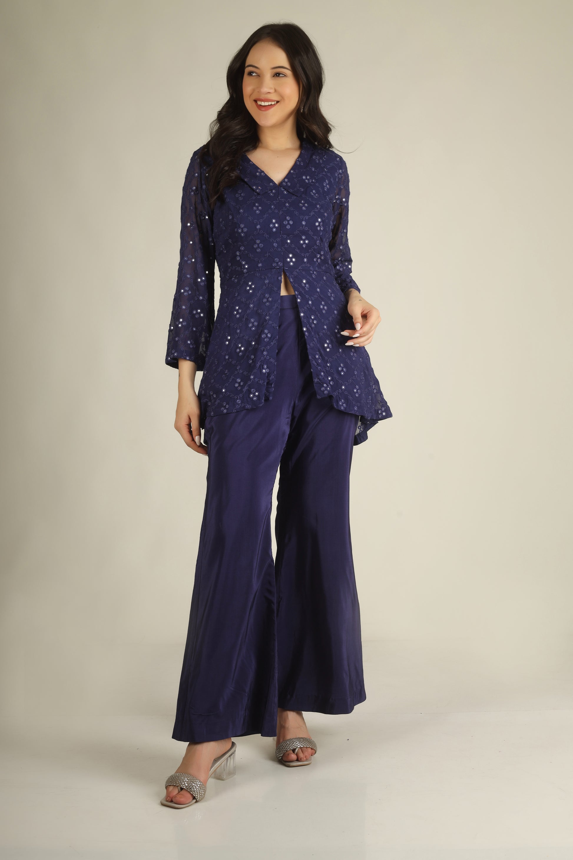 Women's Georgette Midnight blue Co-ord set