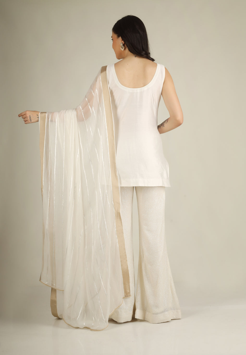 Women's Gazi silk White  Suit sets