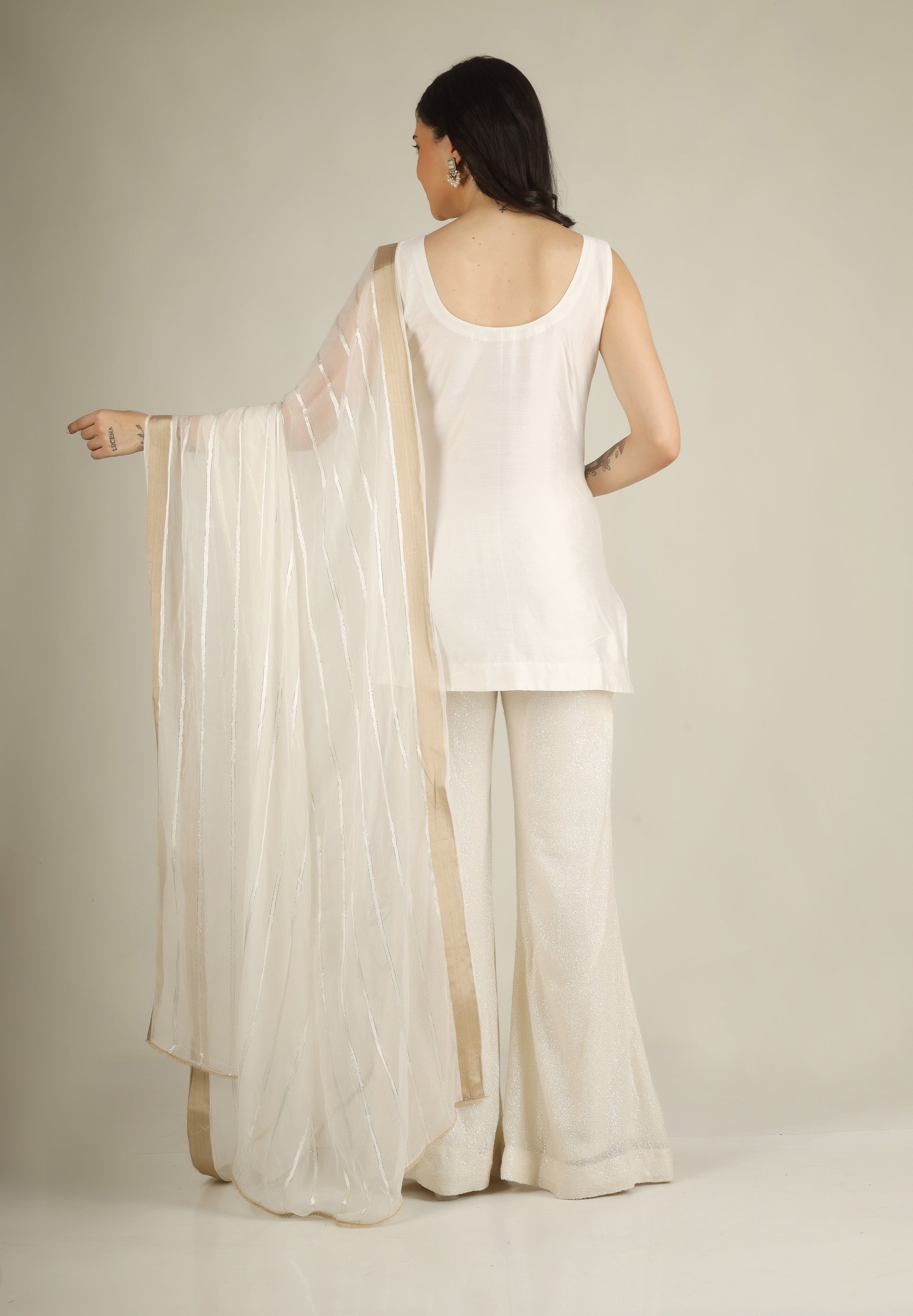 Women's Gazi silk White  Suit sets