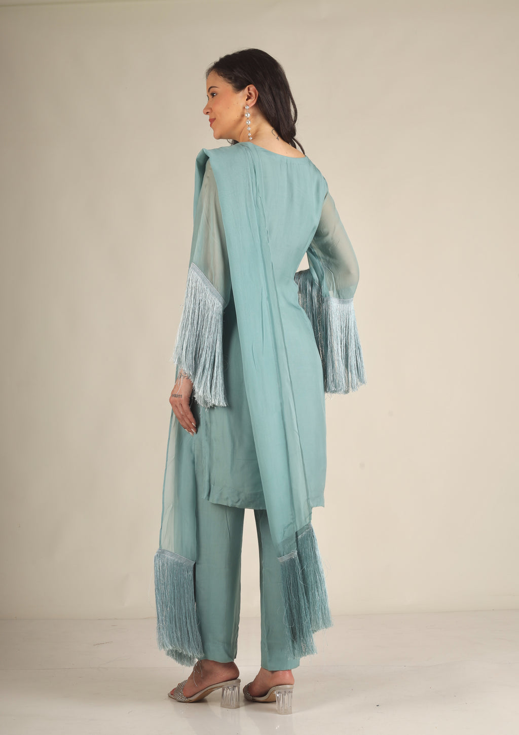 Women's Organza Aqua blue Suit sets