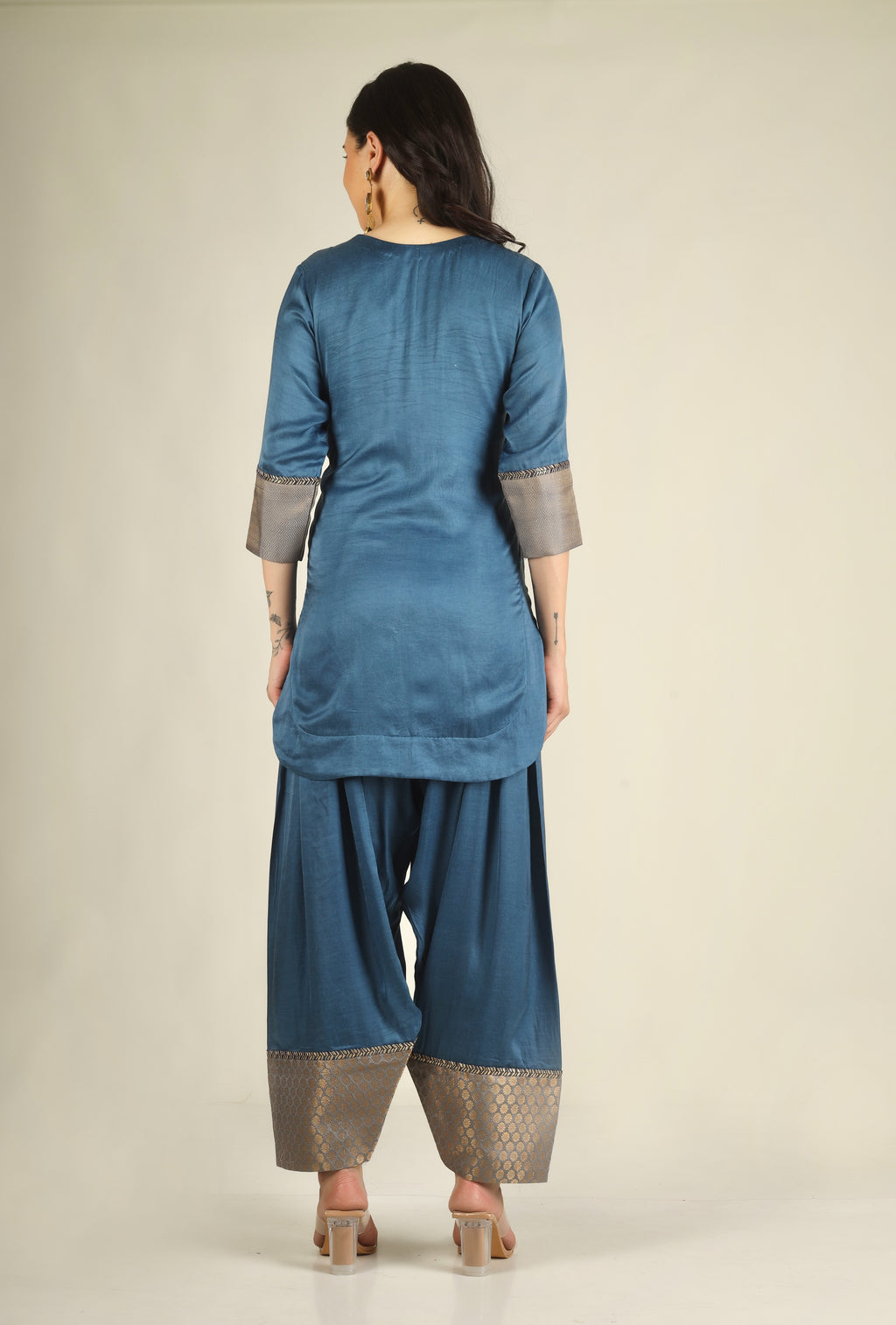 Women's Modal satin Steel Blue Suit sets