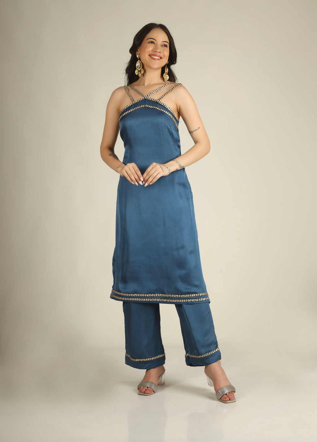 Women's Modal satin Steel Blue    Suit sets