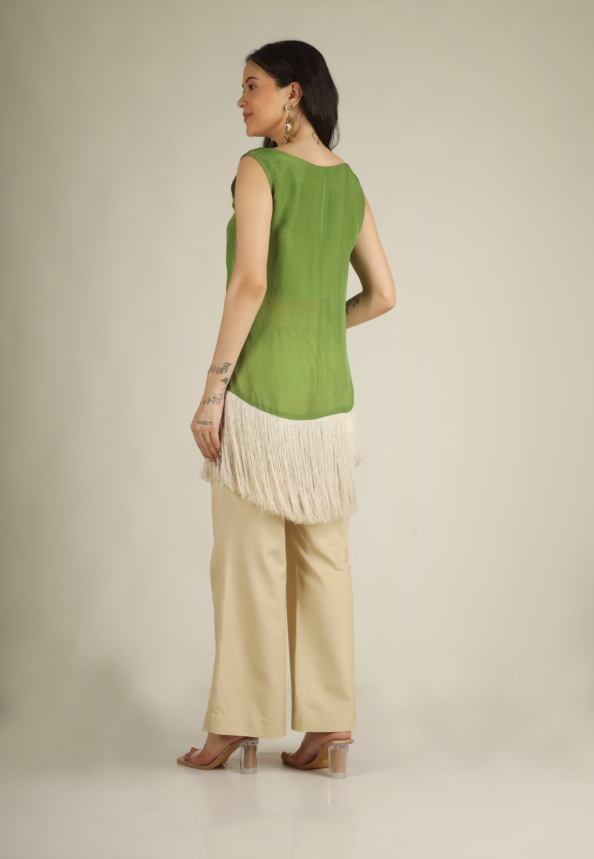 Women's Organza Green Indo-western/ Co-ord set