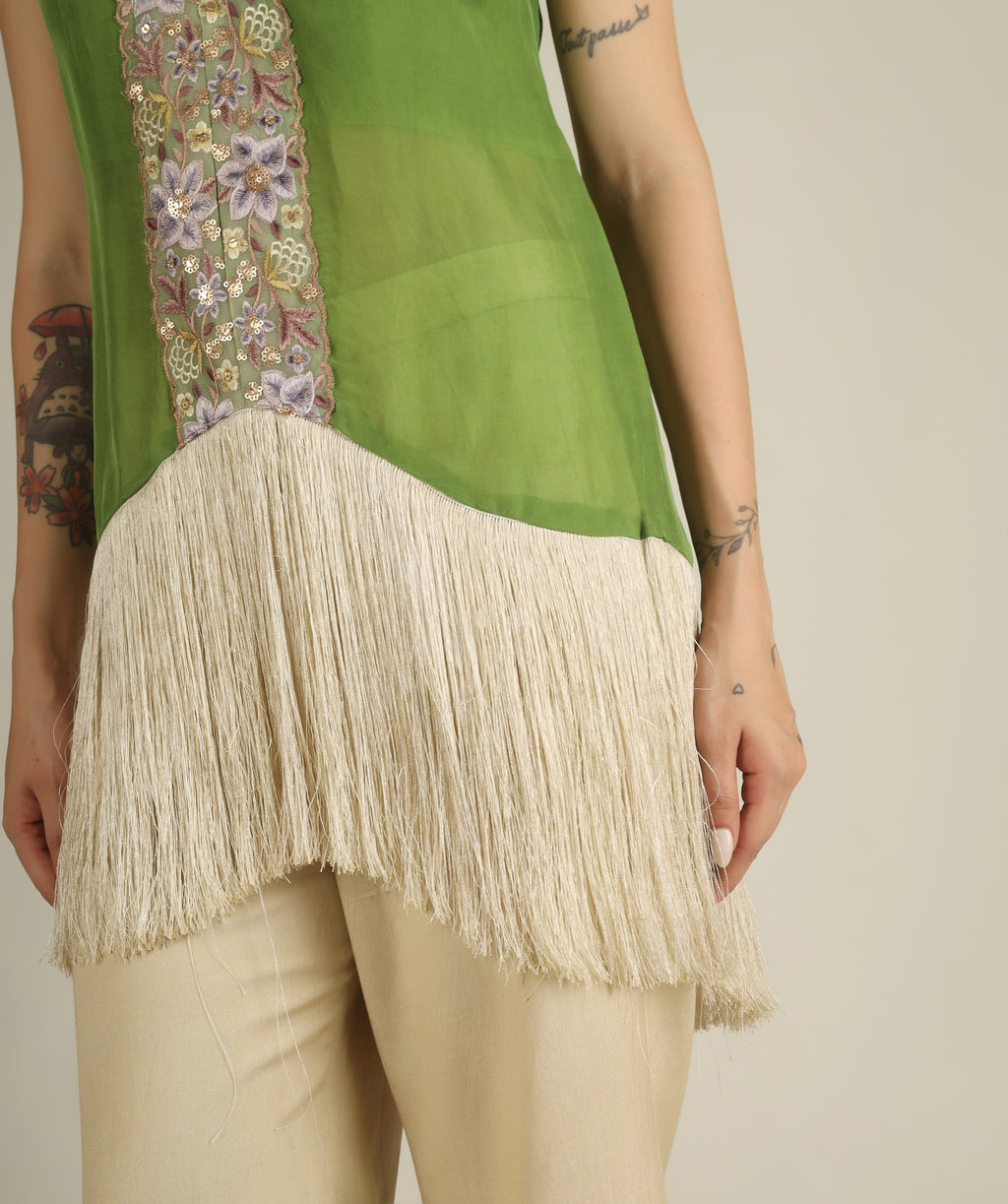Women's Organza Green Indo-western/ Co-ord set