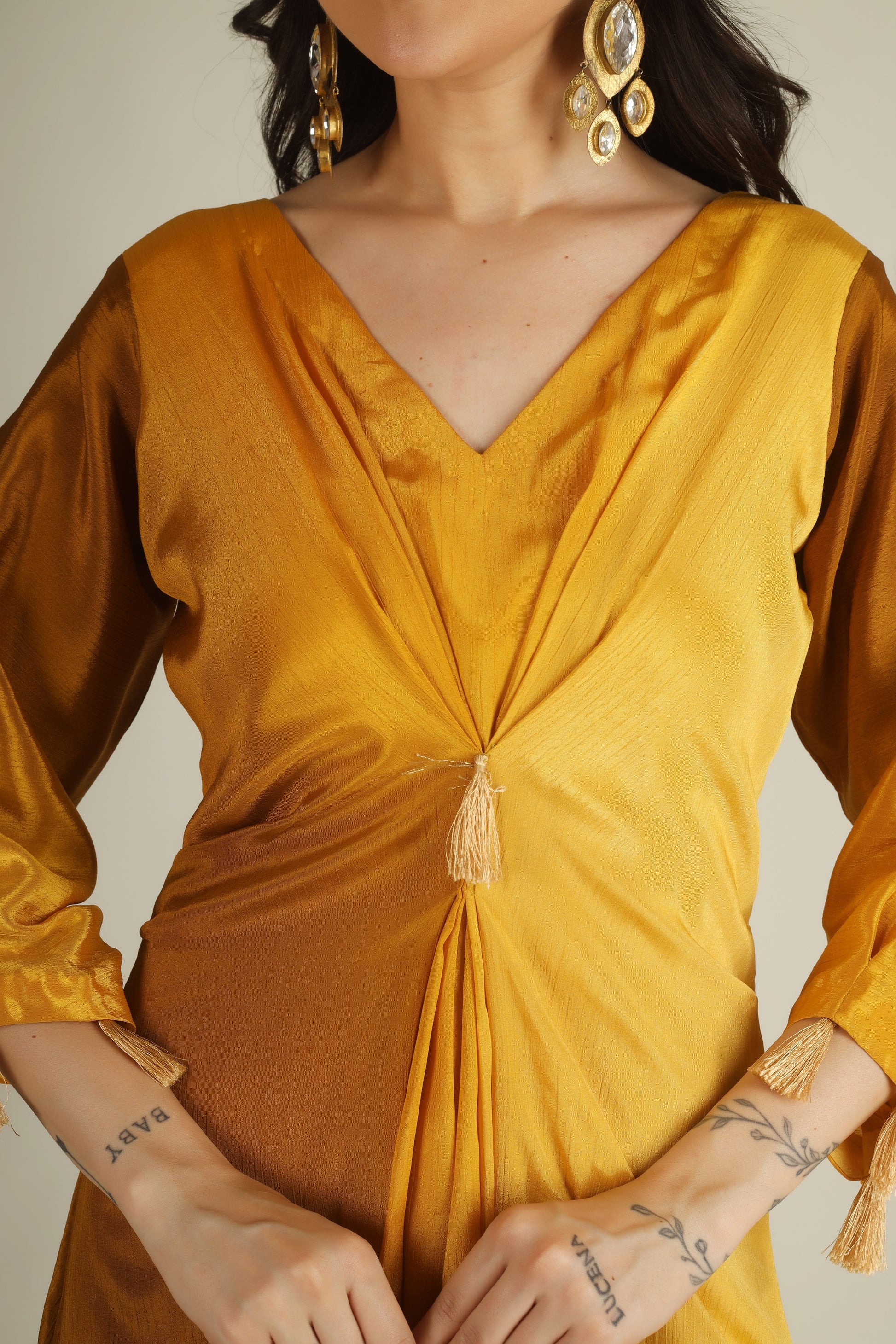 Women's  Yellow ombre Indo- western