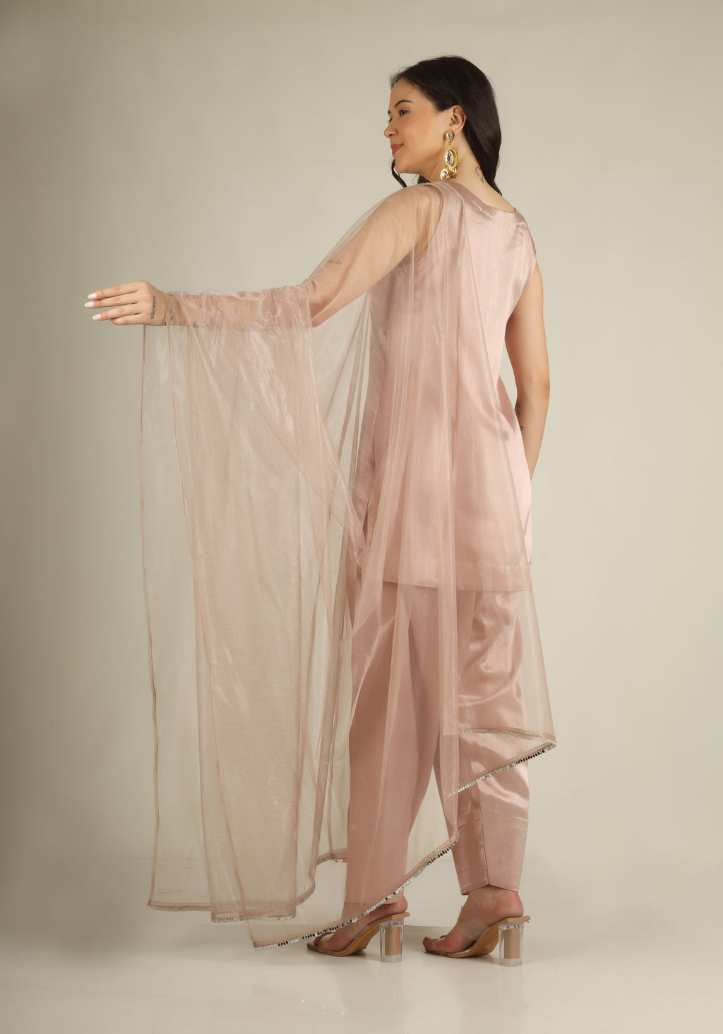 Women's Gazi silk Blush pink Suit sets
