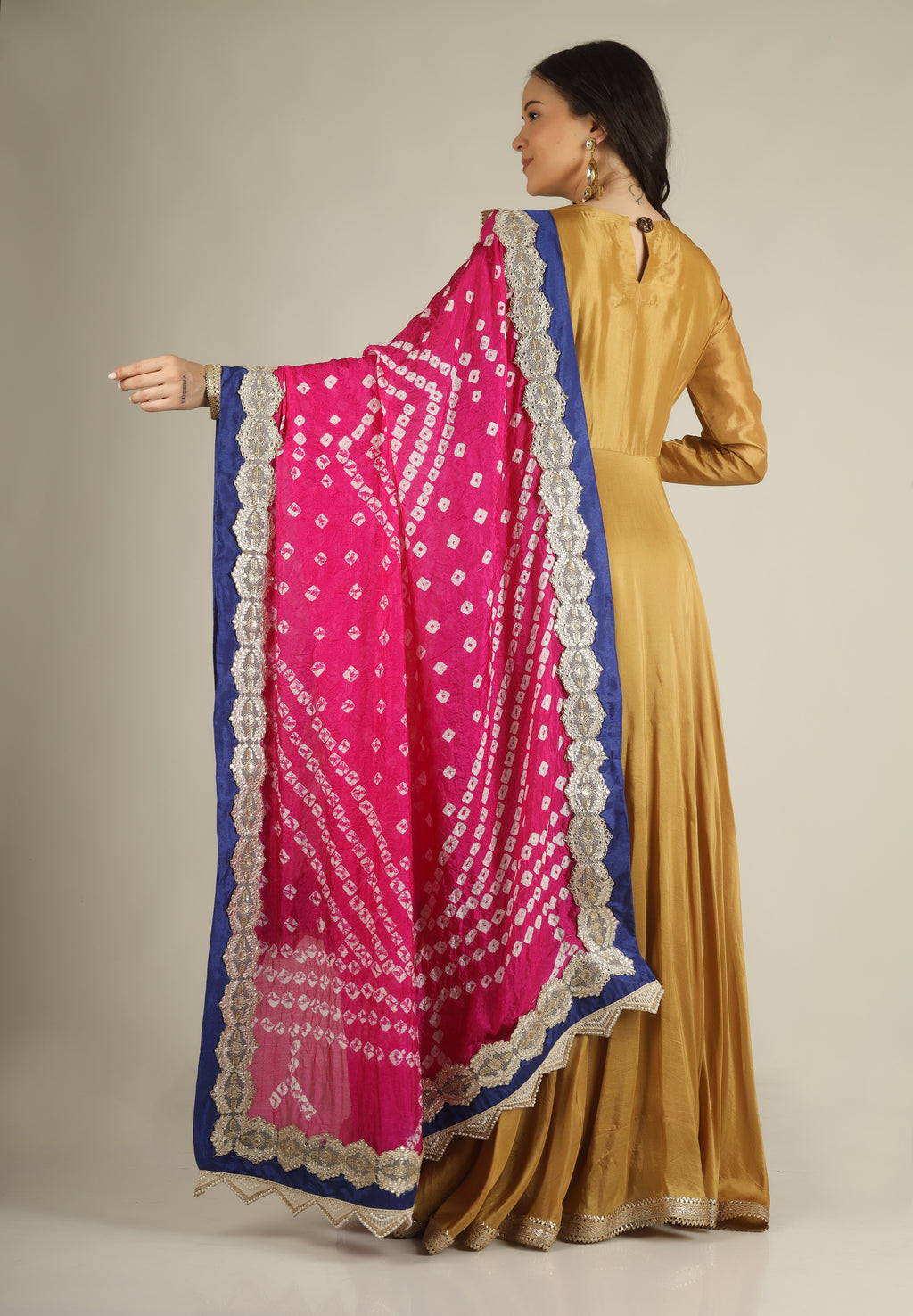 Women's Uppada silk Mustard Anarkali suit/suit sets
