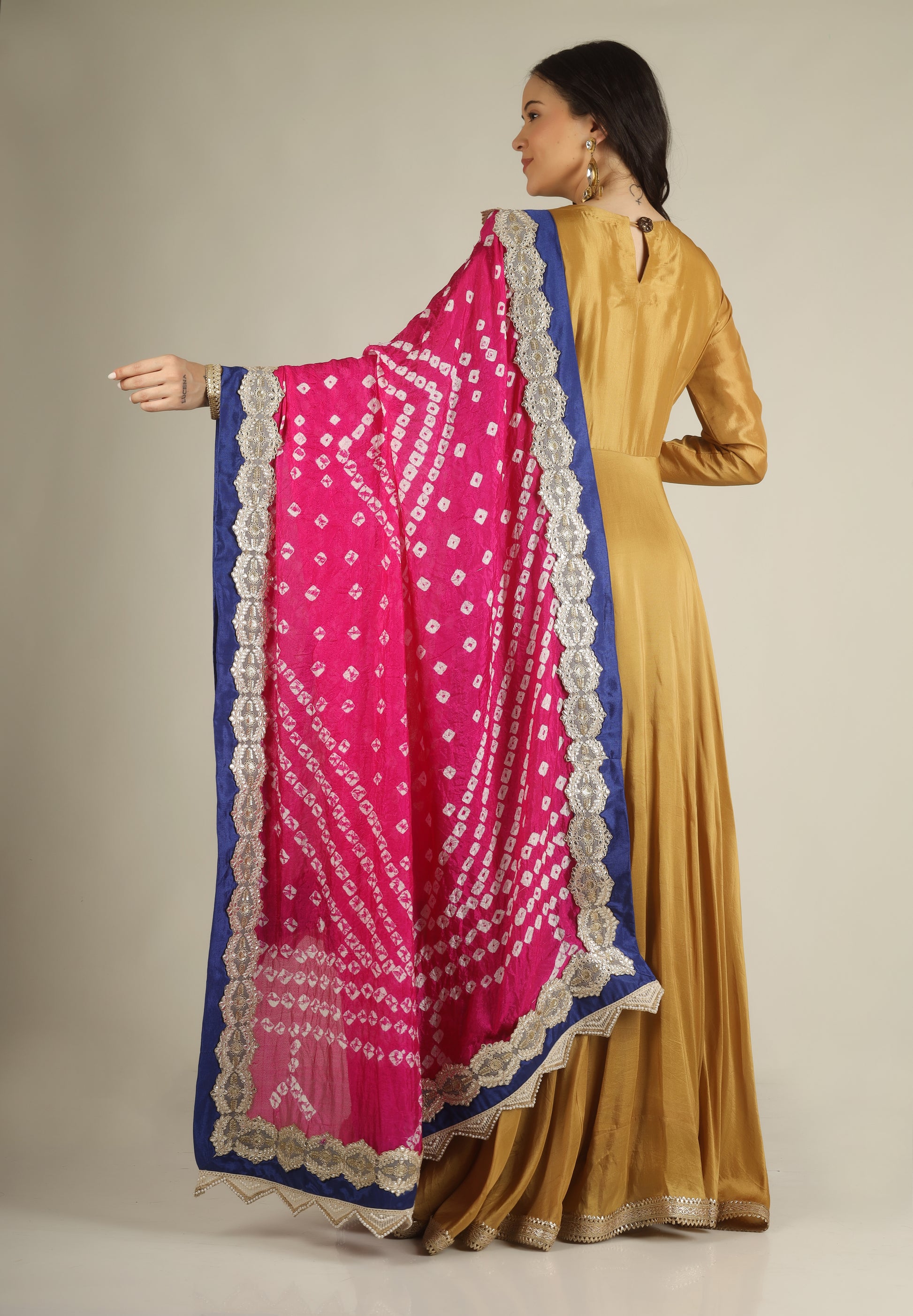 Women's Uppada silk Mustard Anarkali suit/suit sets