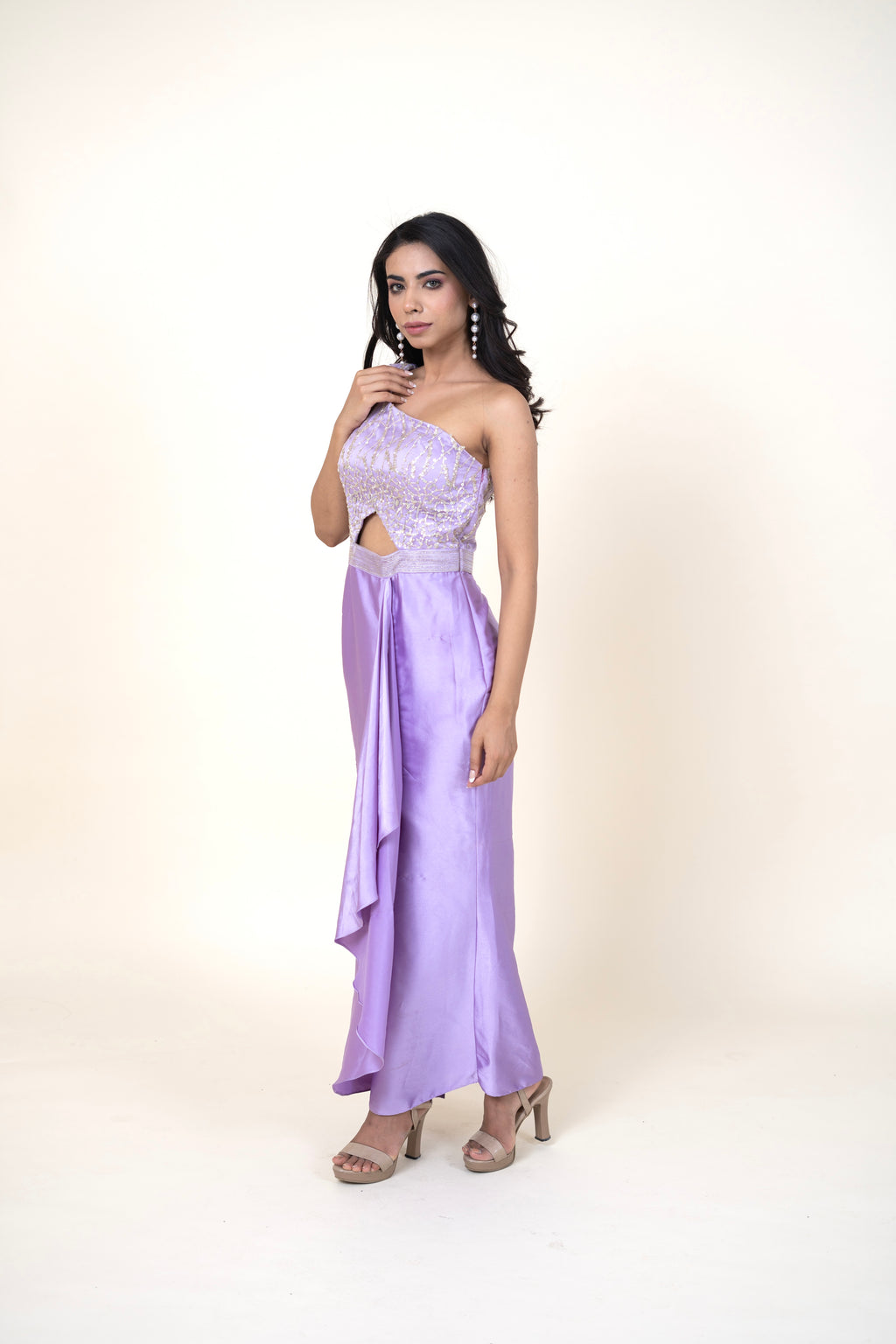 Women's Net Lilac Indo-western