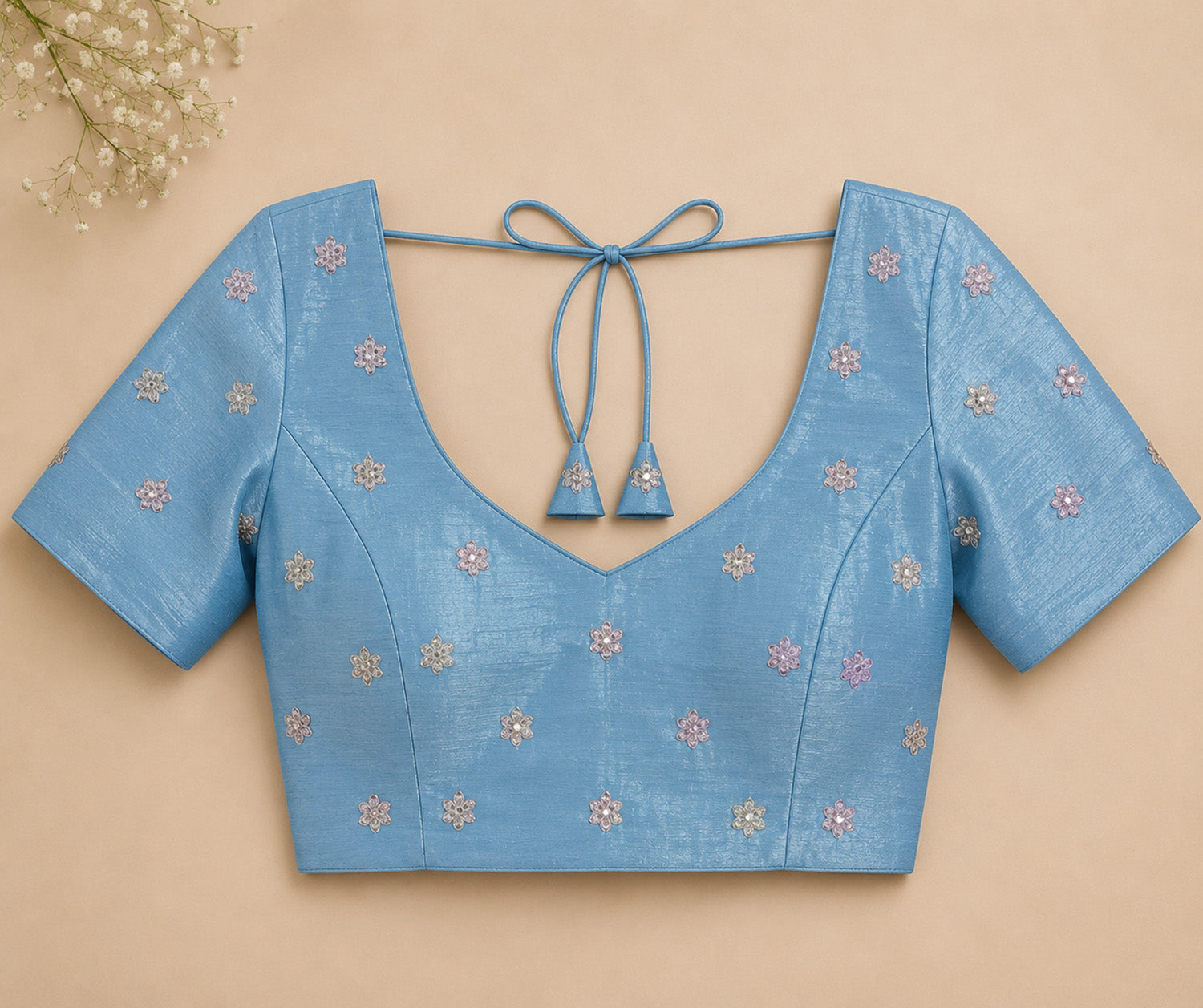 Women Shimmer Chiffon Pastel Blue Woven  Saree