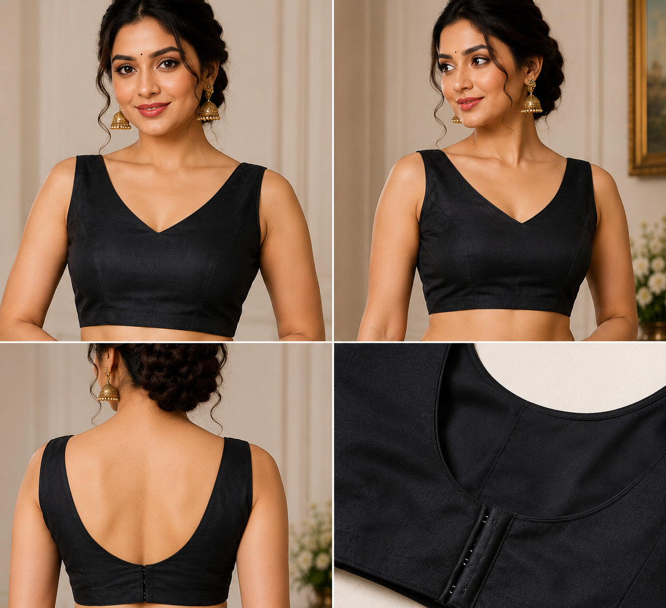 Women Chanderi Cotton Black Woven  Saree