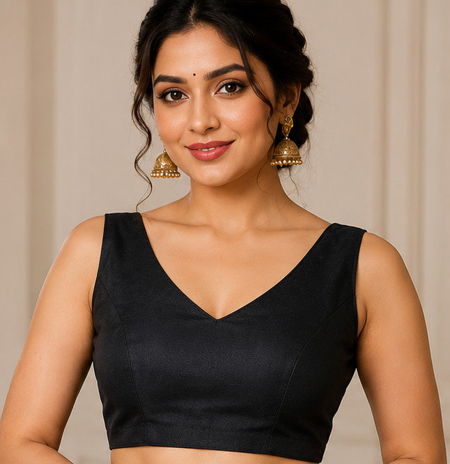 Women Chanderi Cotton Black Woven  Saree