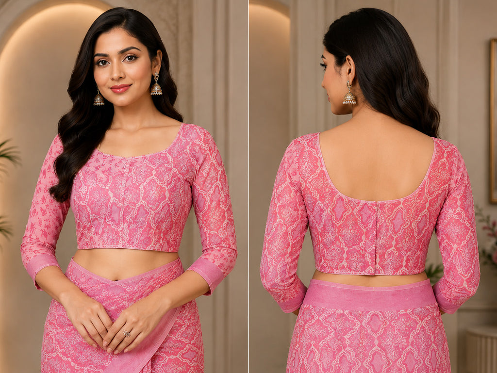 Women Chanderi Cotton Rose Pink Woven  Saree