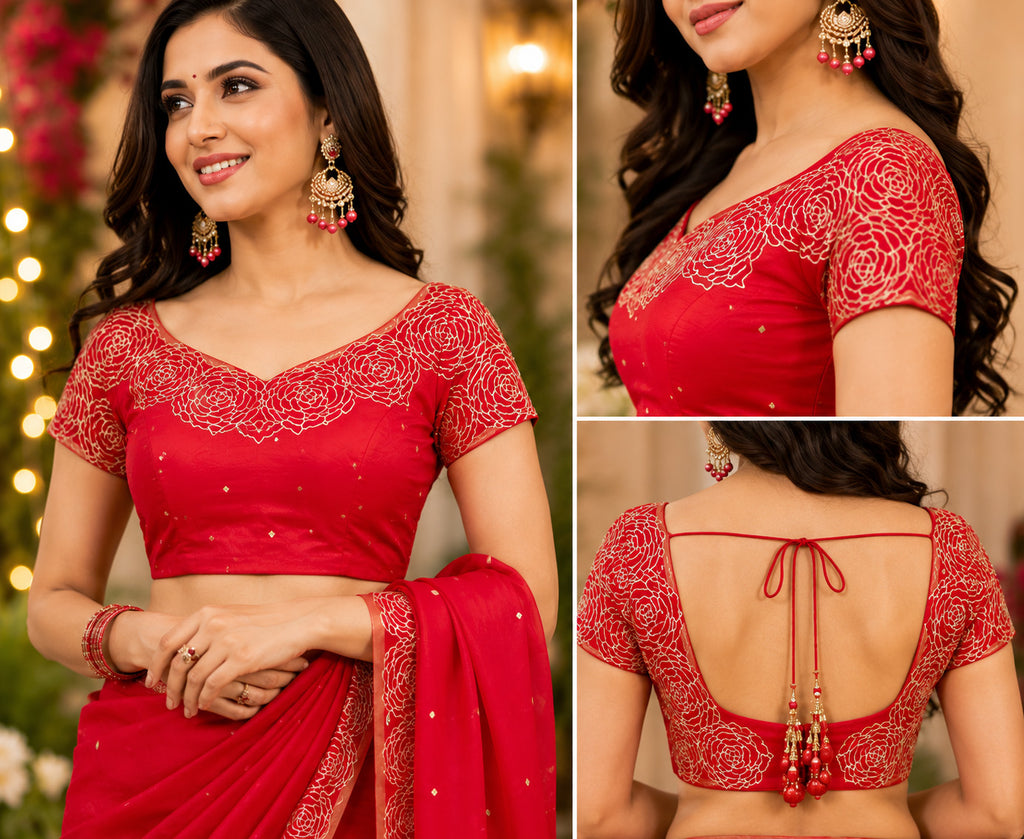 Women Chanderi Cotton Red Woven  Saree