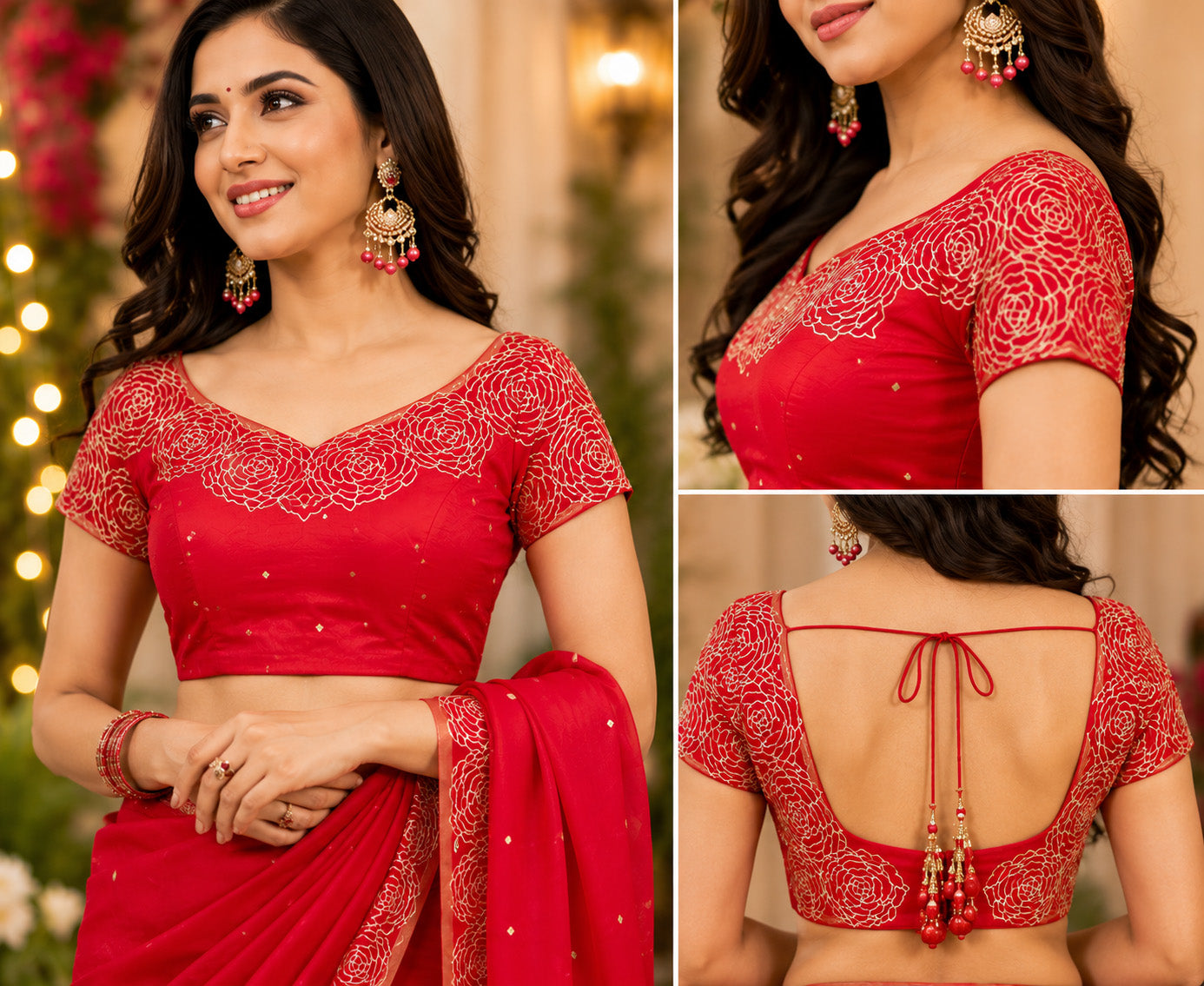 Women Chanderi Cotton Red Woven  Saree