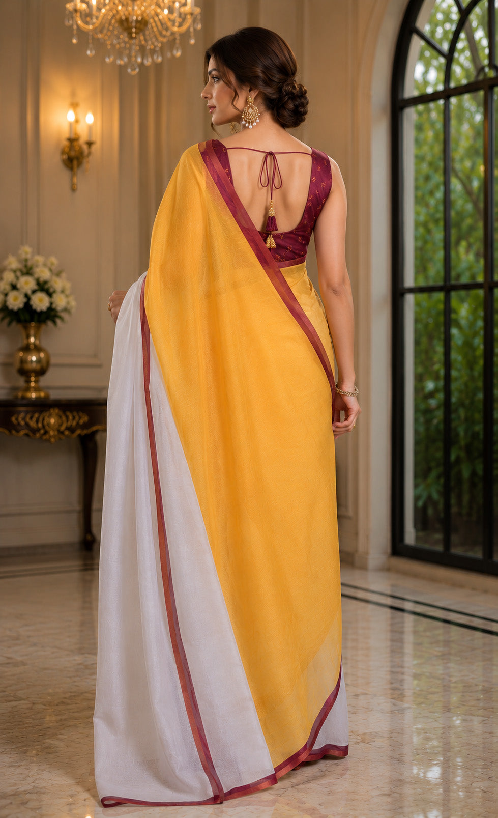 Women Chanderi Cotton Mustard Yellow Woven  Saree