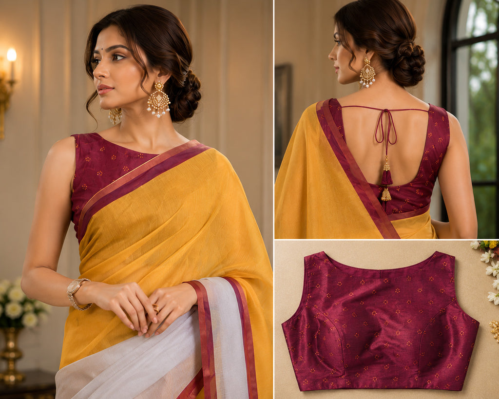 Women Chanderi Cotton Mustard Yellow Woven  Saree