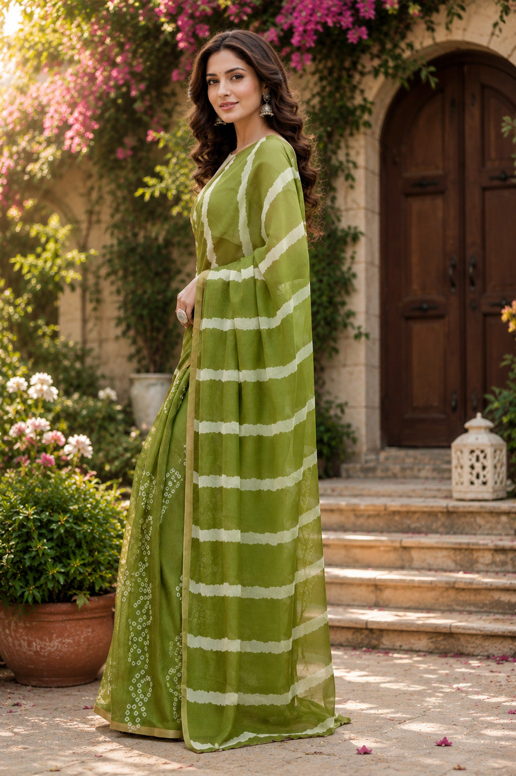 Women Chanderi Cotton Mehendi Green Woven  Saree