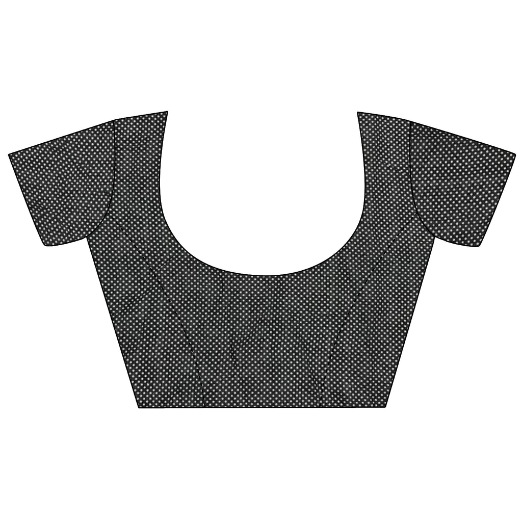 Women Georgette Saree  Navy Blue Polka Dot Pattern Saree with unstitched blouse