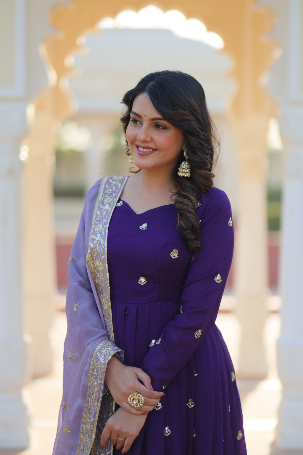 Women Georgette Blue Sequence embroidery Work Kurta Set
