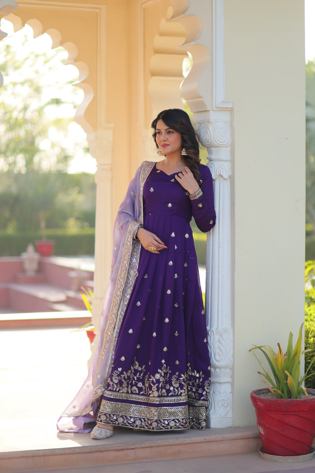 Women Georgette Blue Sequence embroidery Work Kurta Set