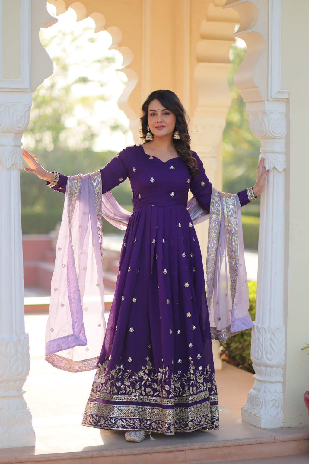 Women Georgette Blue Sequence embroidery Work Kurta Set