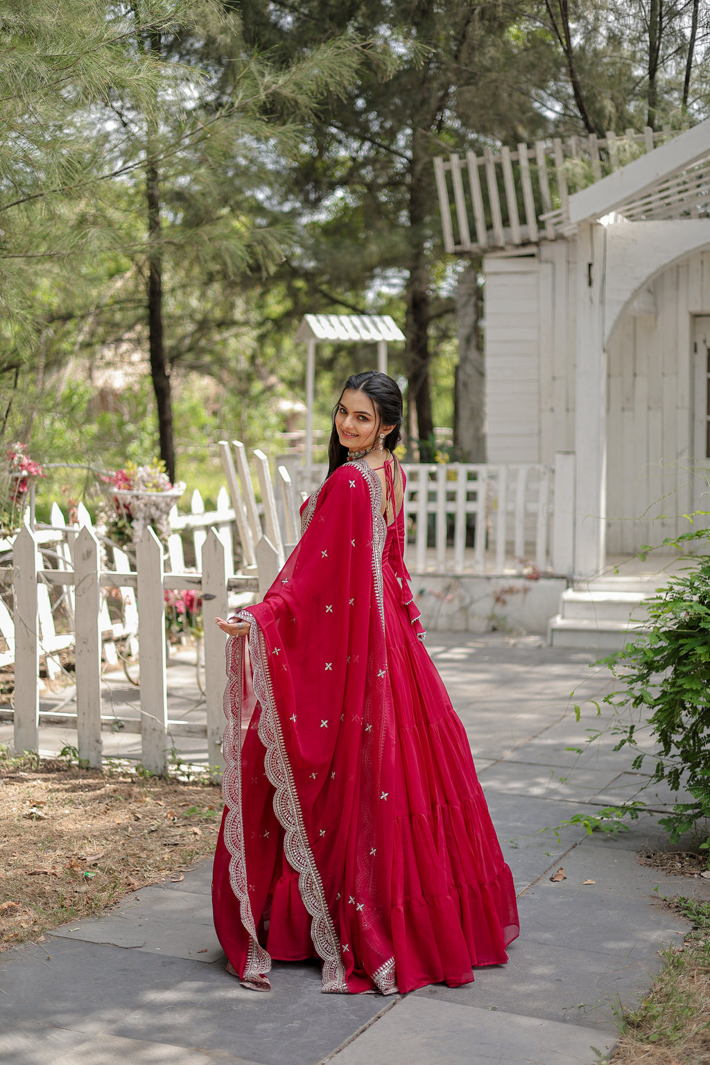 Women Georgette Pink Sequence embroidery Work Kurta Set
