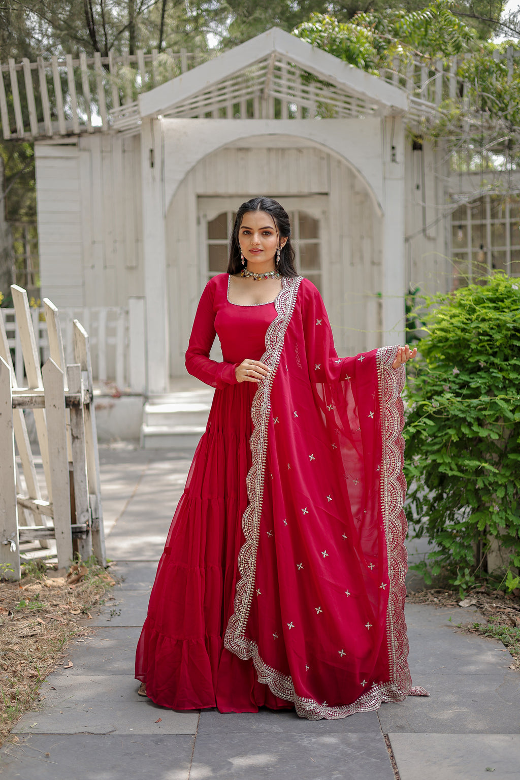 Women Georgette Pink Sequence embroidery Work Kurta Set