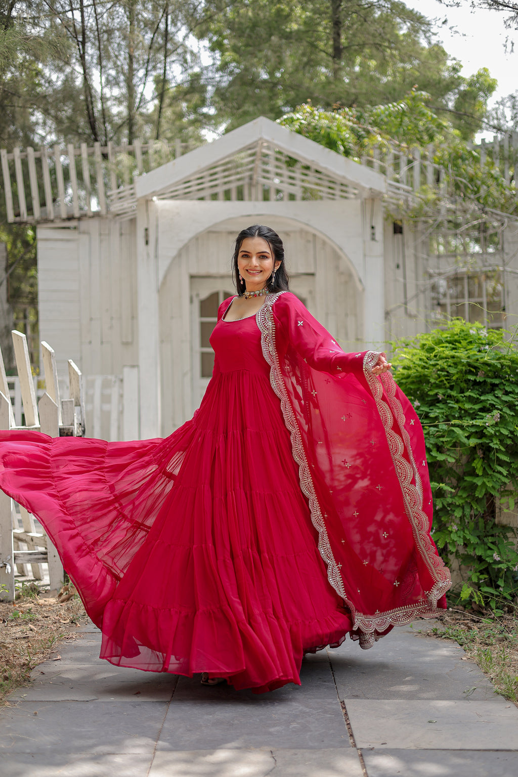 Women Georgette Pink Sequence embroidery Work Kurta Set