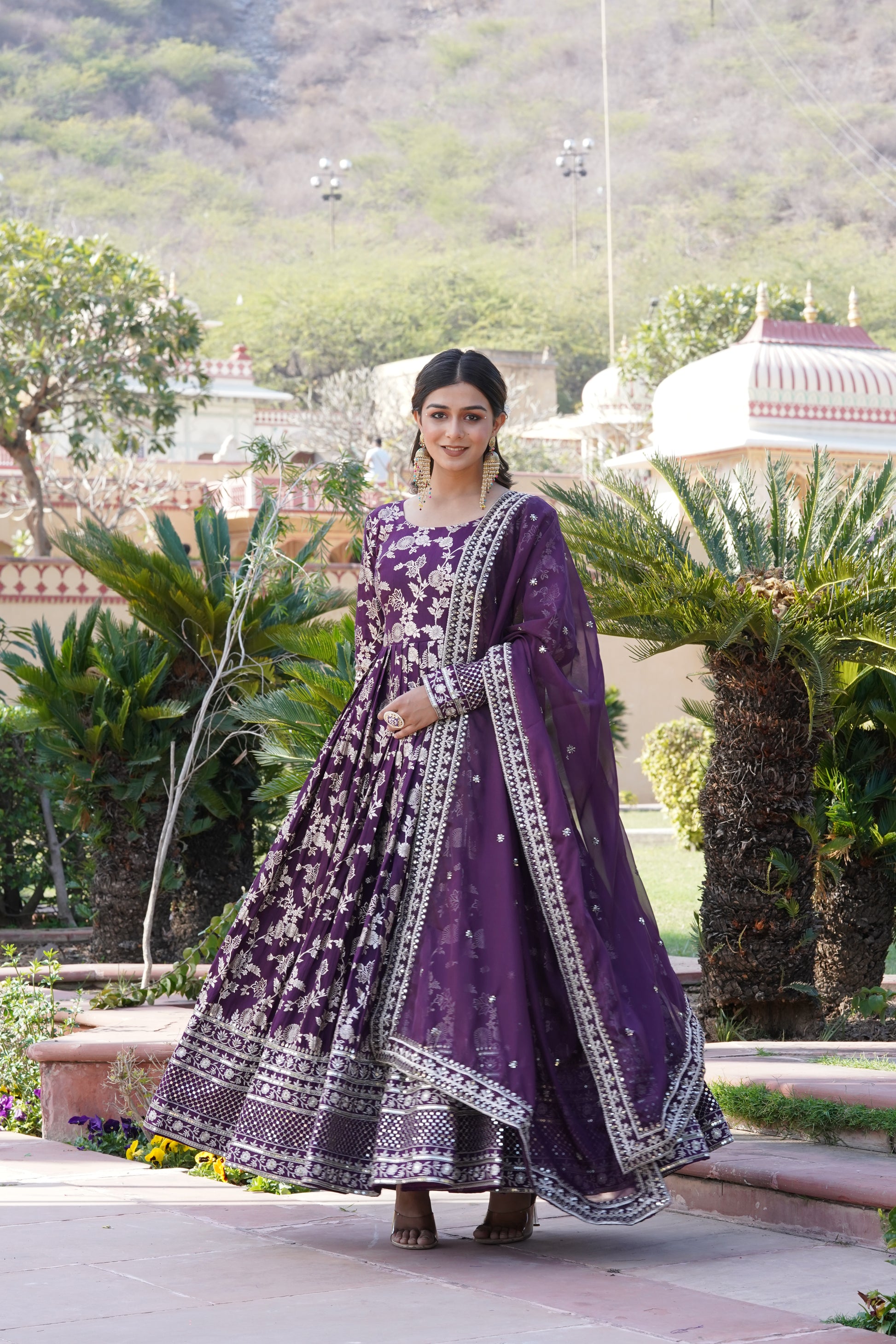 Women Viscose Jacquard Wine Sequence embroidery work Kurta Set