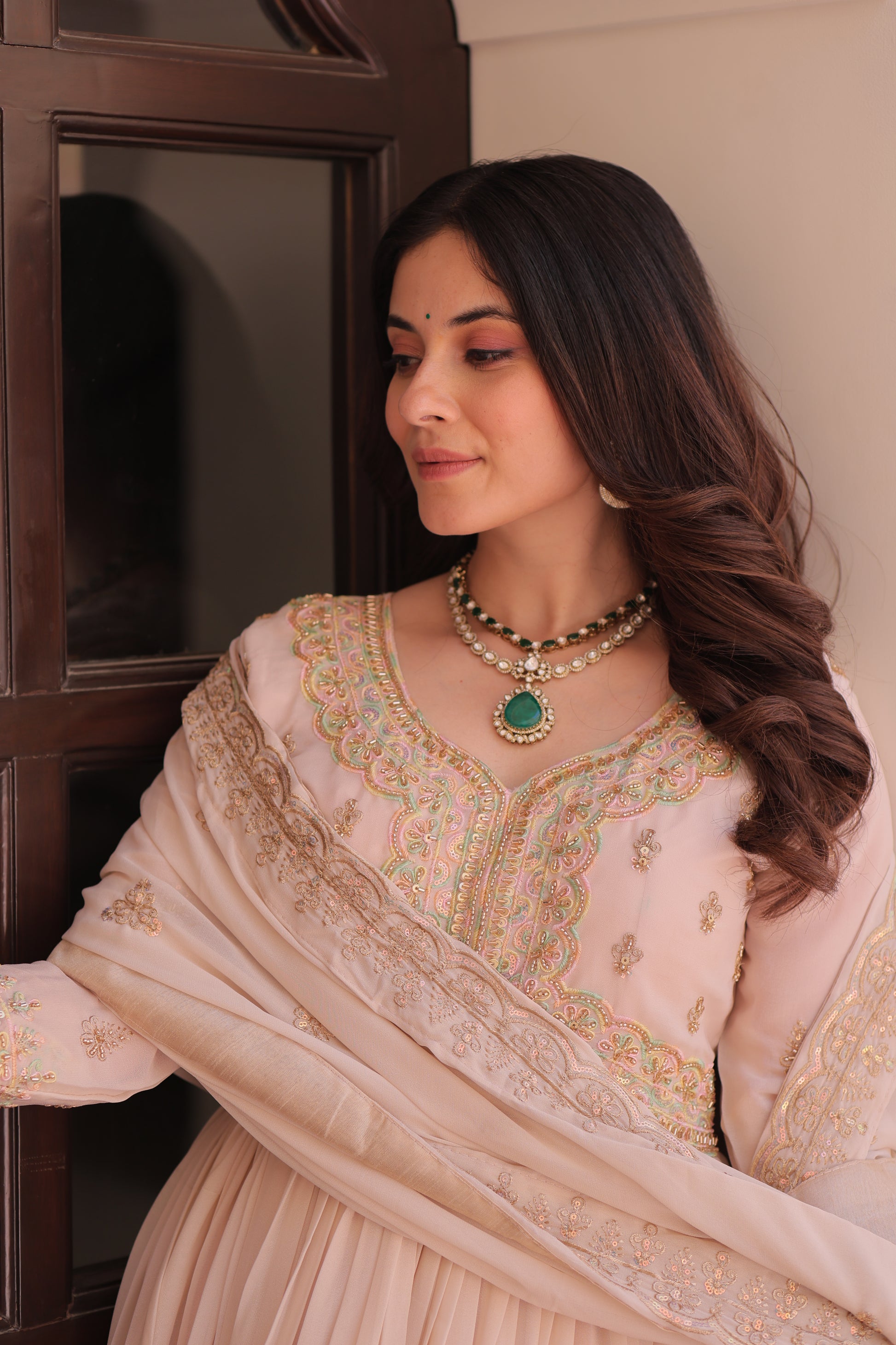 Women Georgette Chiku Sequence embroidery work Kurta Set