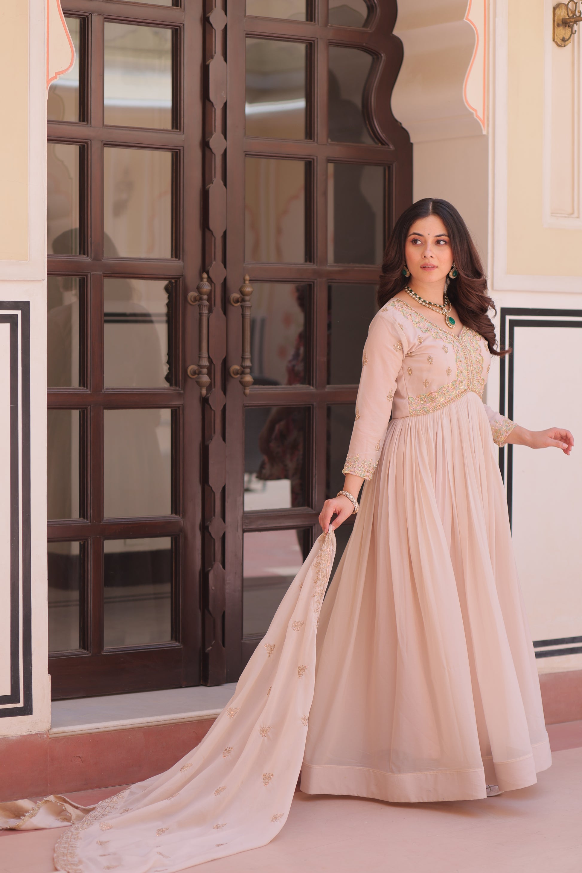 Women Georgette Chiku Sequence embroidery work Kurta Set