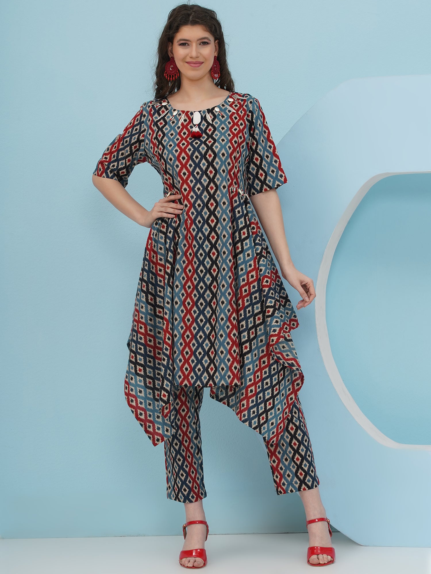 Embellishment Ikkat Printed Co-Ord set