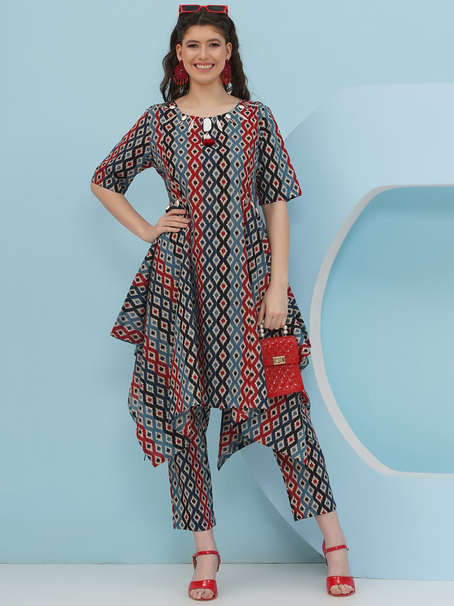 Embellishment Ikkat Printed Co-Ord set