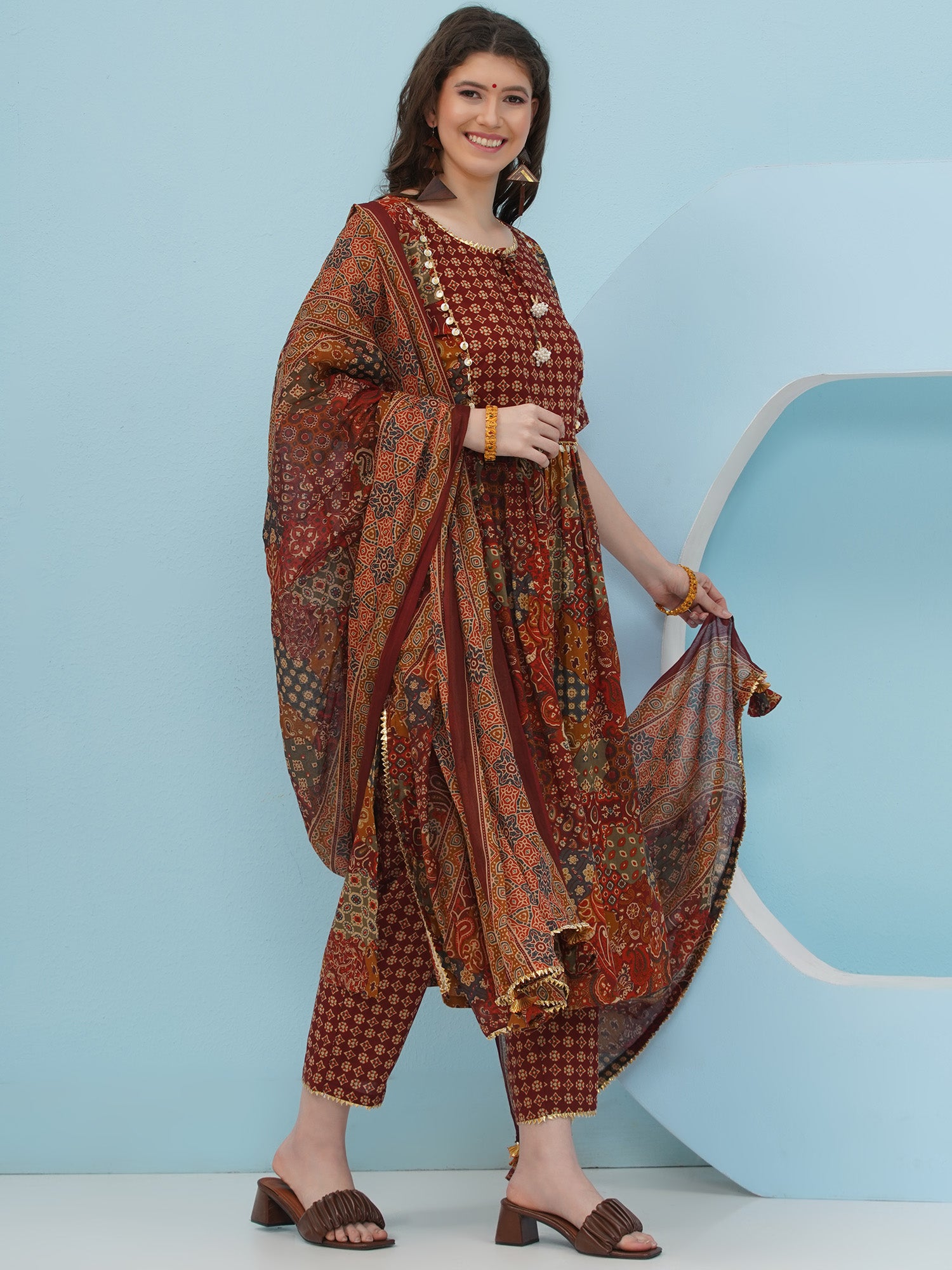 Embellishment Brown Kurta Set