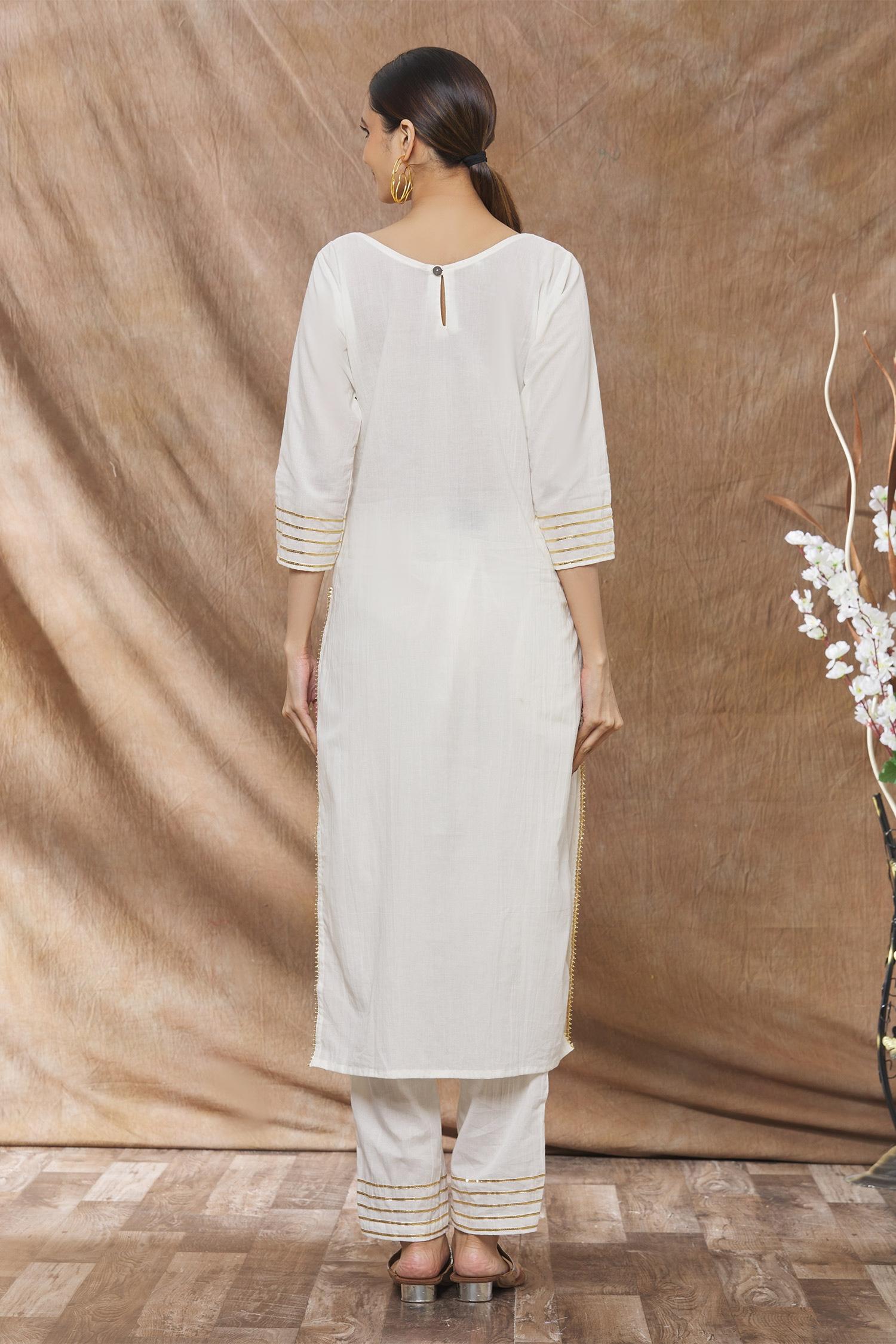 Off White Princess cut Kurti with Matching Pant