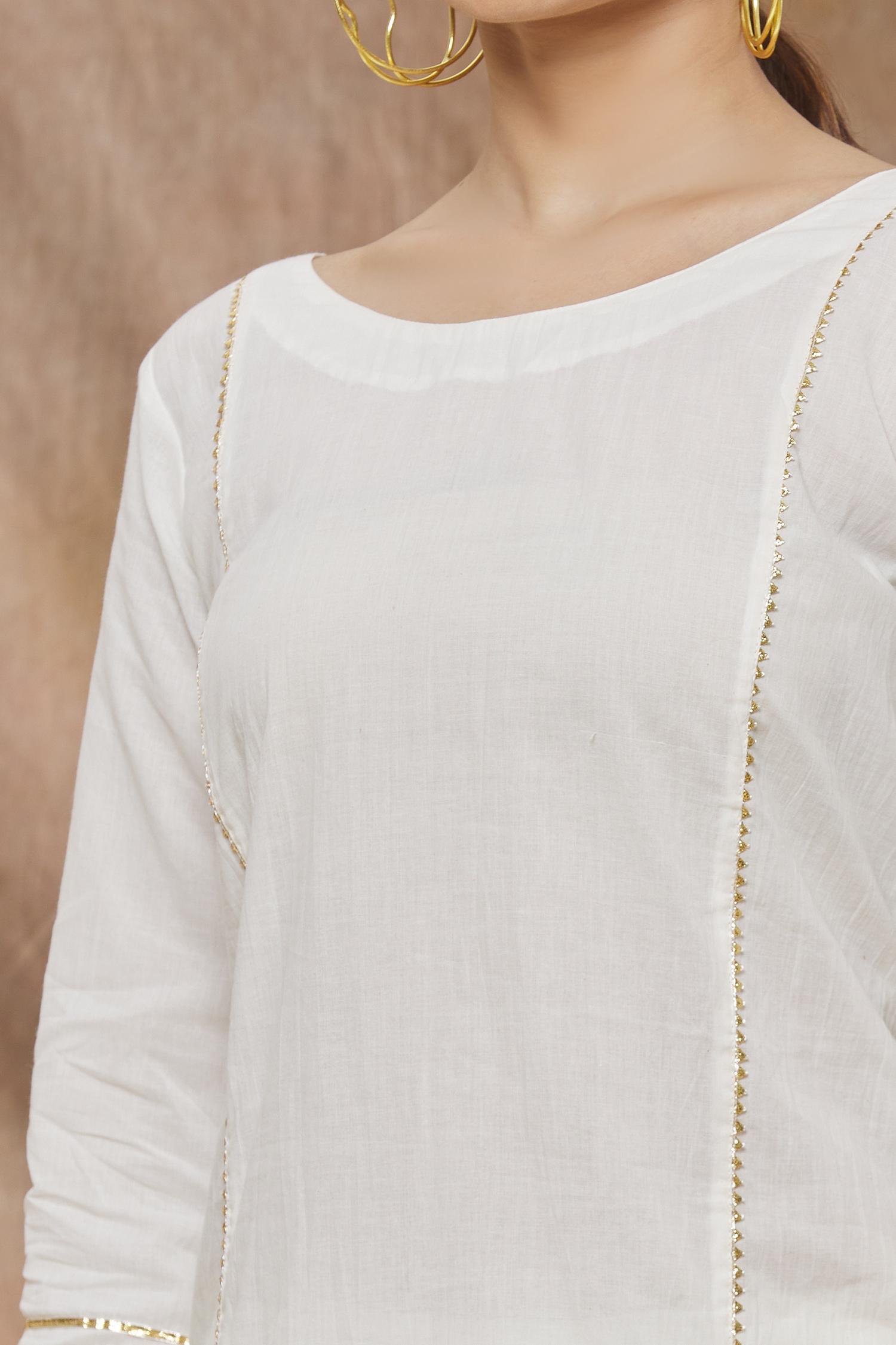 Off White Princess cut Kurti with Matching Pant