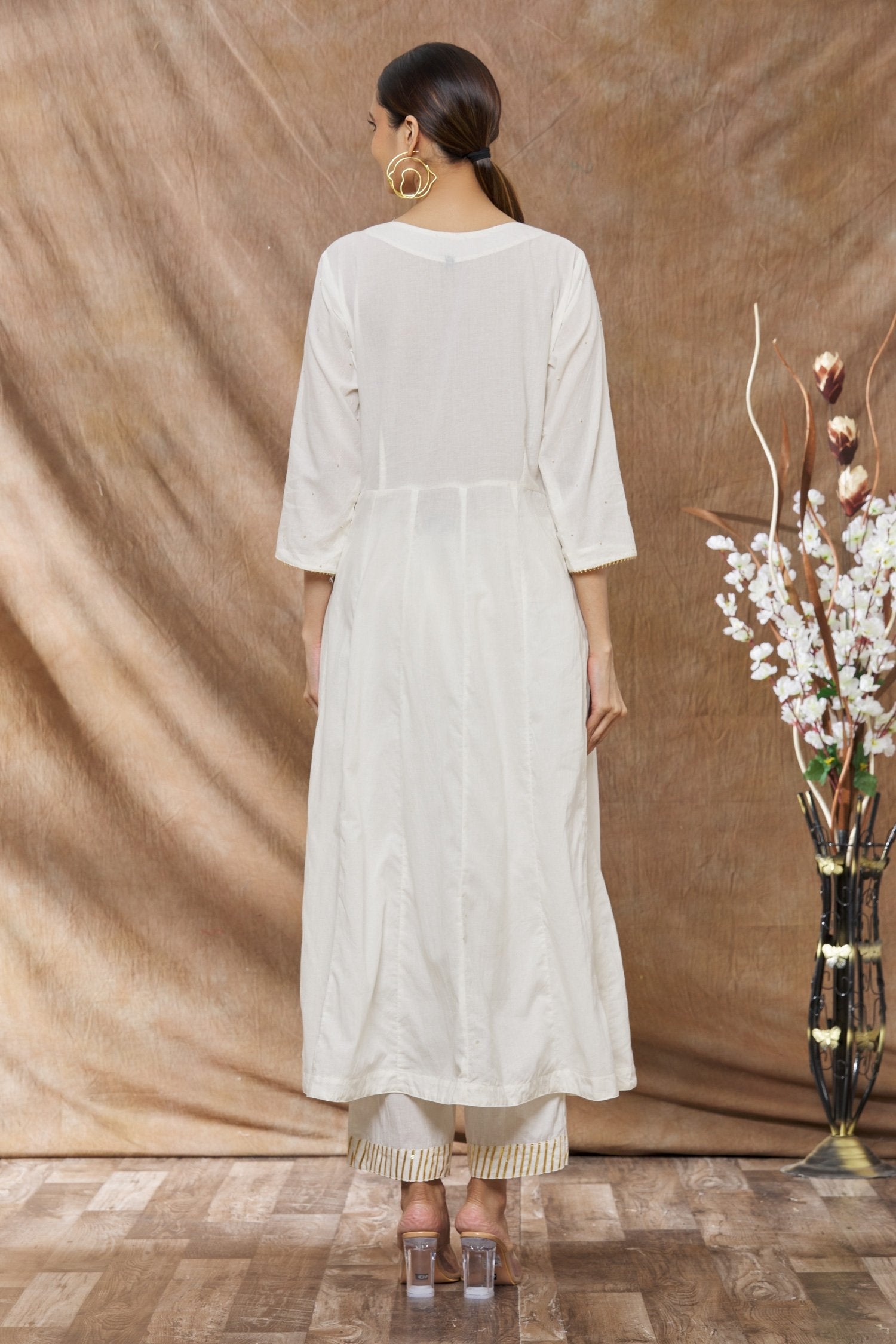 Off White Anarkali with Matching Pant