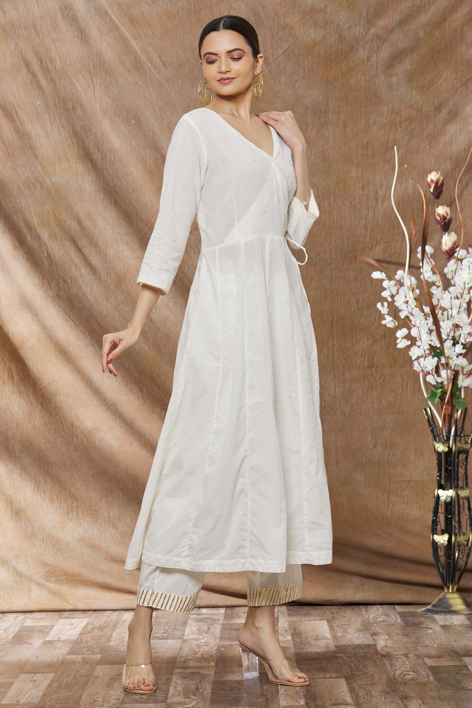 Off White Anarkali with Matching Pant