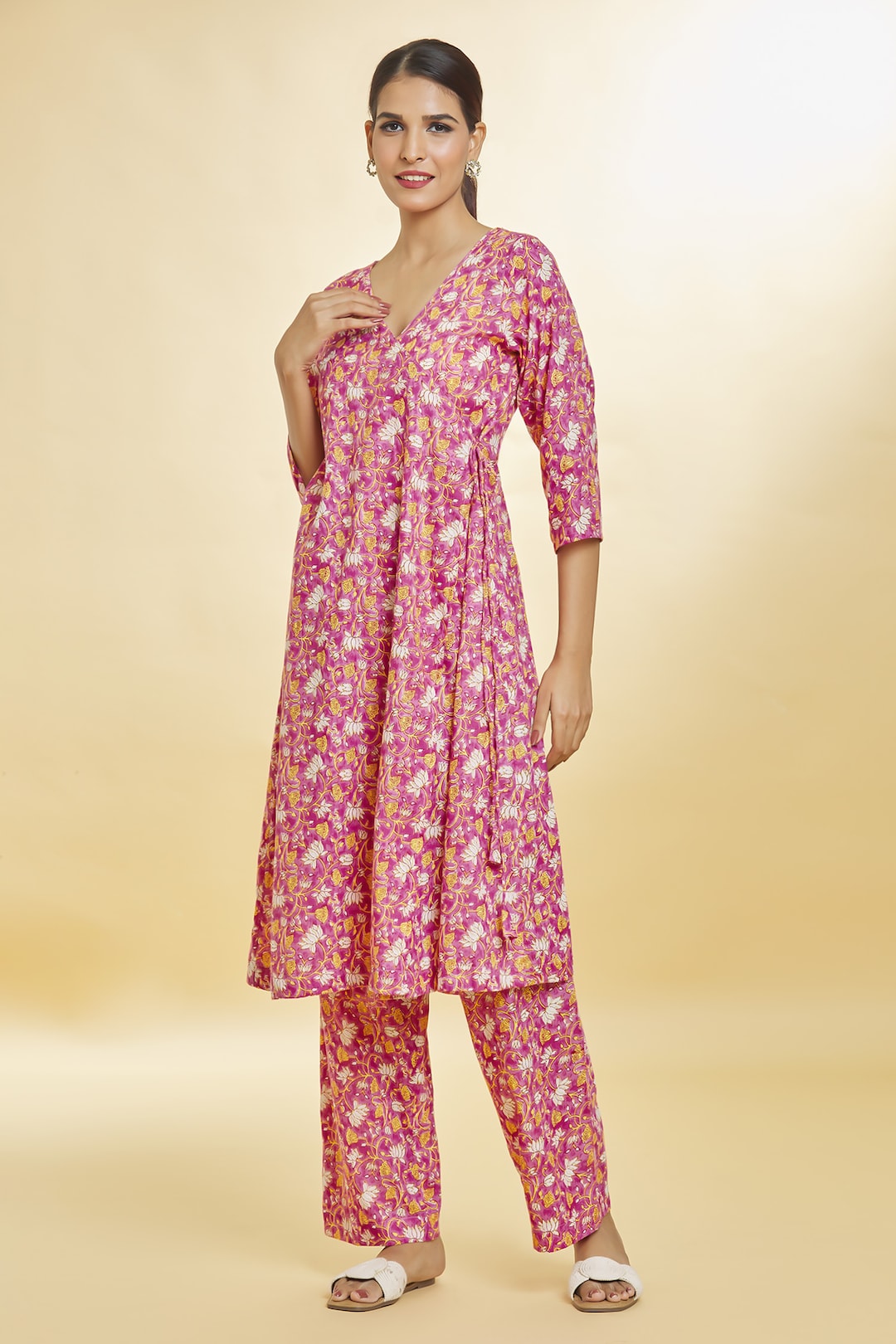 Pink Printed Kurta and Plazzo