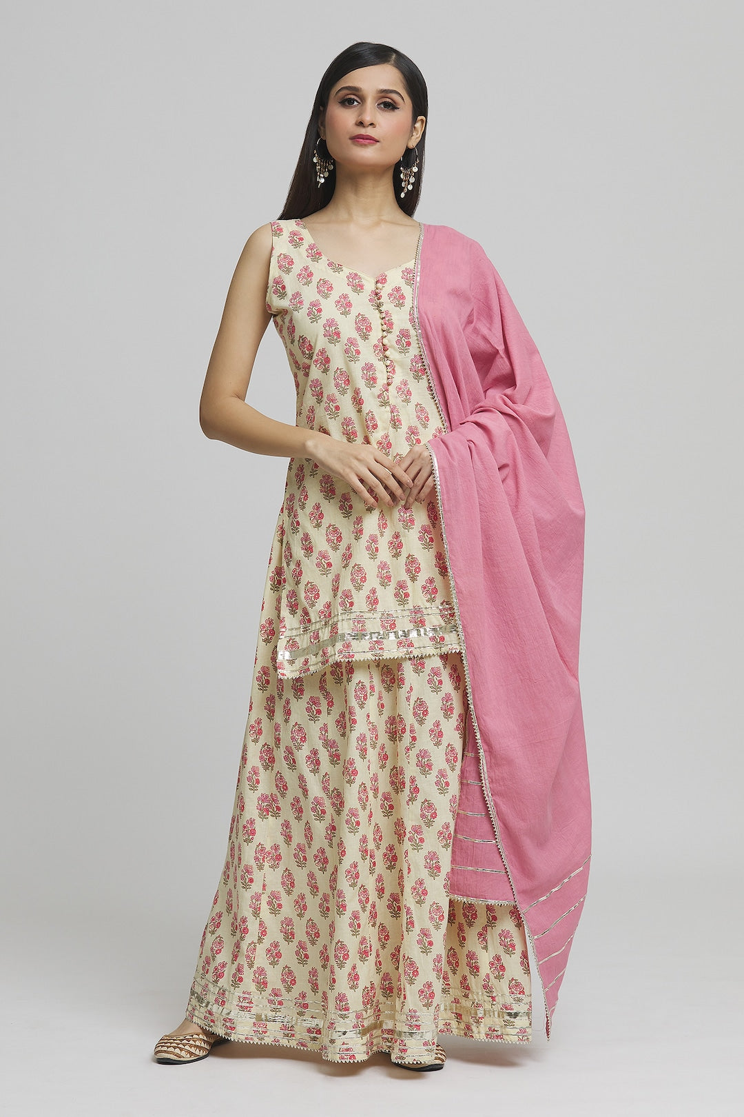 Off White Printed Lehenga Set