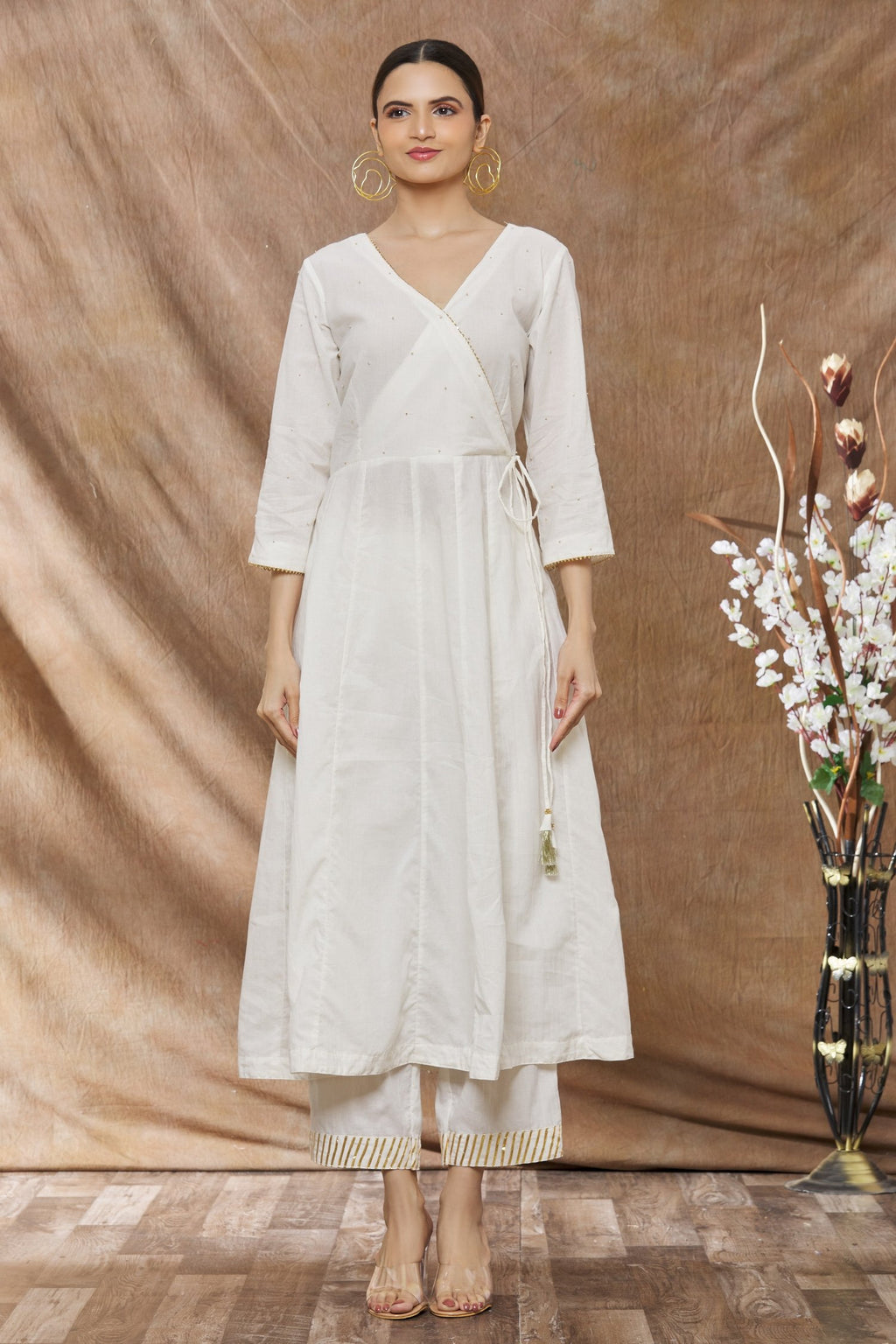 Off White Anarkali with Matching Pant