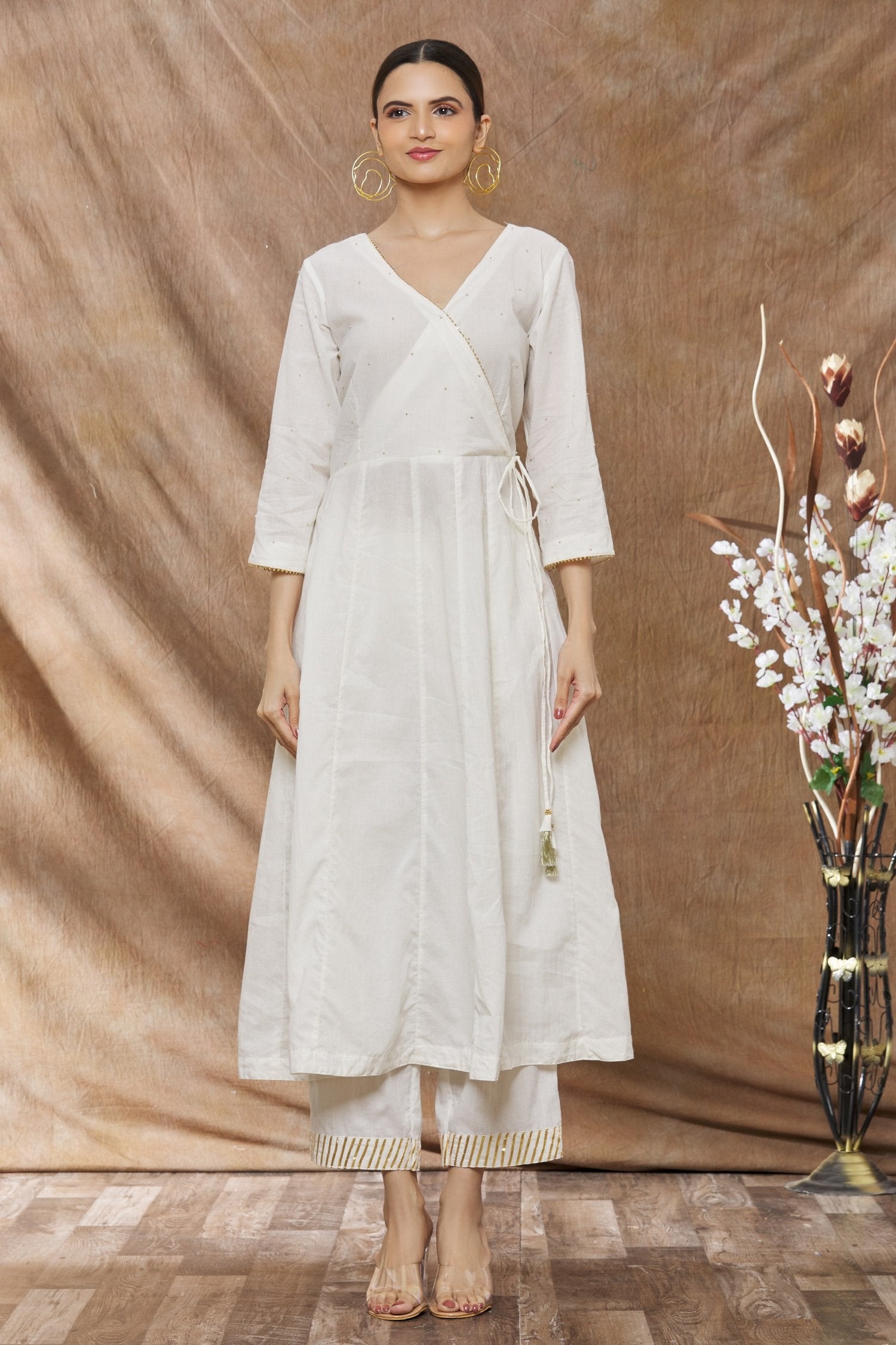 Off White Anarkali with Matching Pant