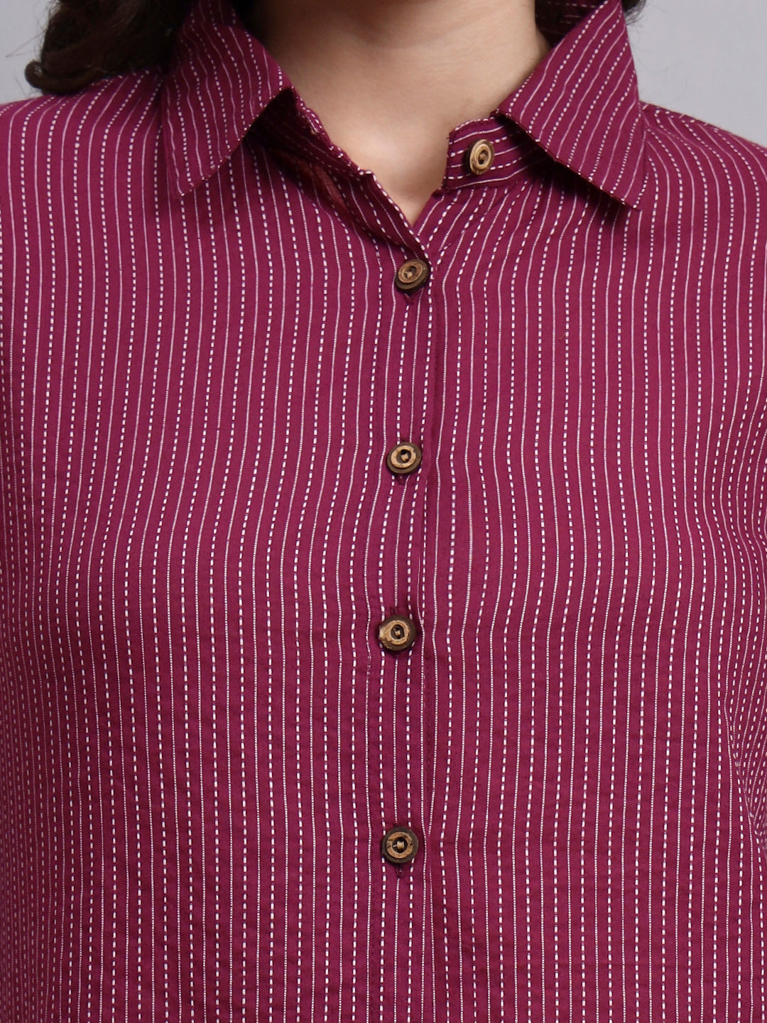 Women Purple Plain Cotton Shirt & Pant set